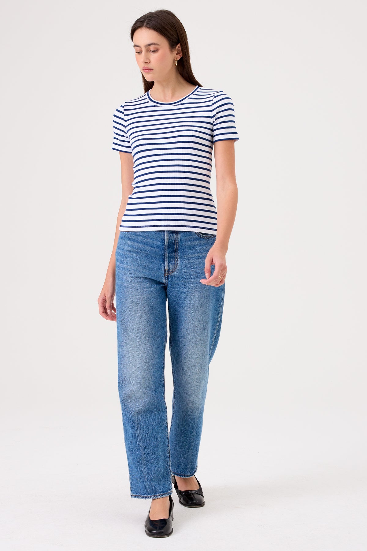 Camille Striped Tee - Goldie LeWinter #color_white / estate