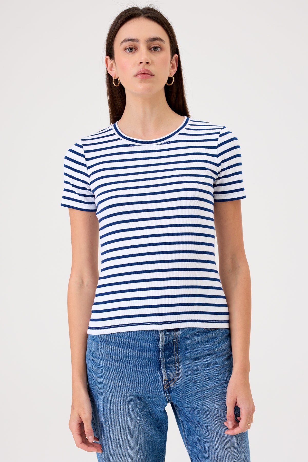 Camille Striped Tee - Goldie LeWinter #color_white / estate