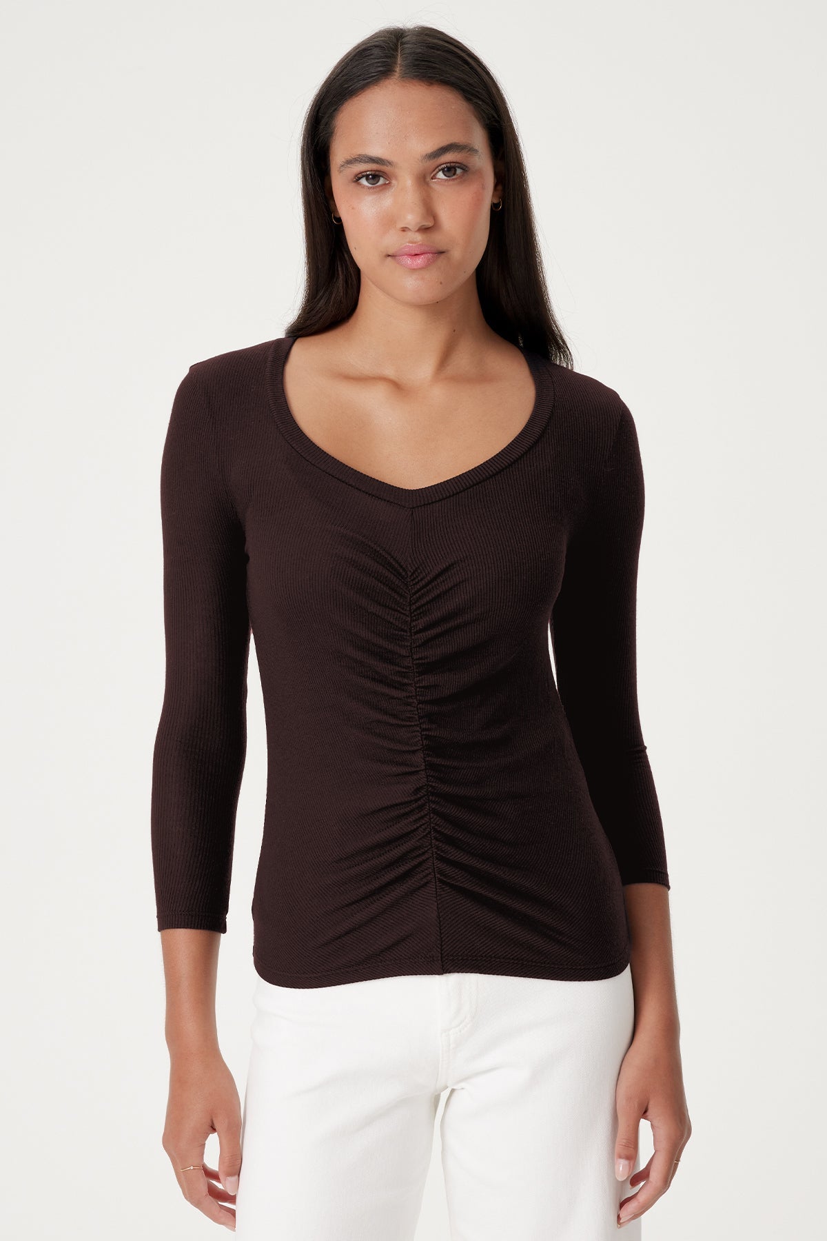 Cate Ribbed Top - Goldie LeWinter #color_coffee - limited edition