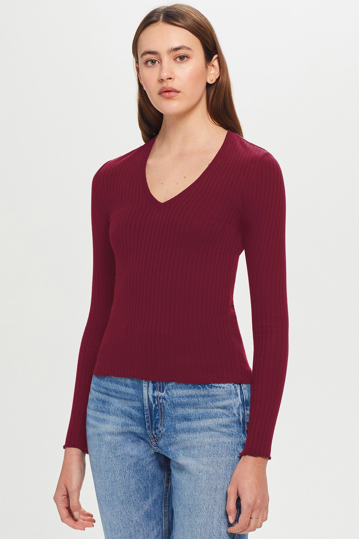 Chelsea V Neck Top - Goldie LeWinter #color_bordeaux - limited edition