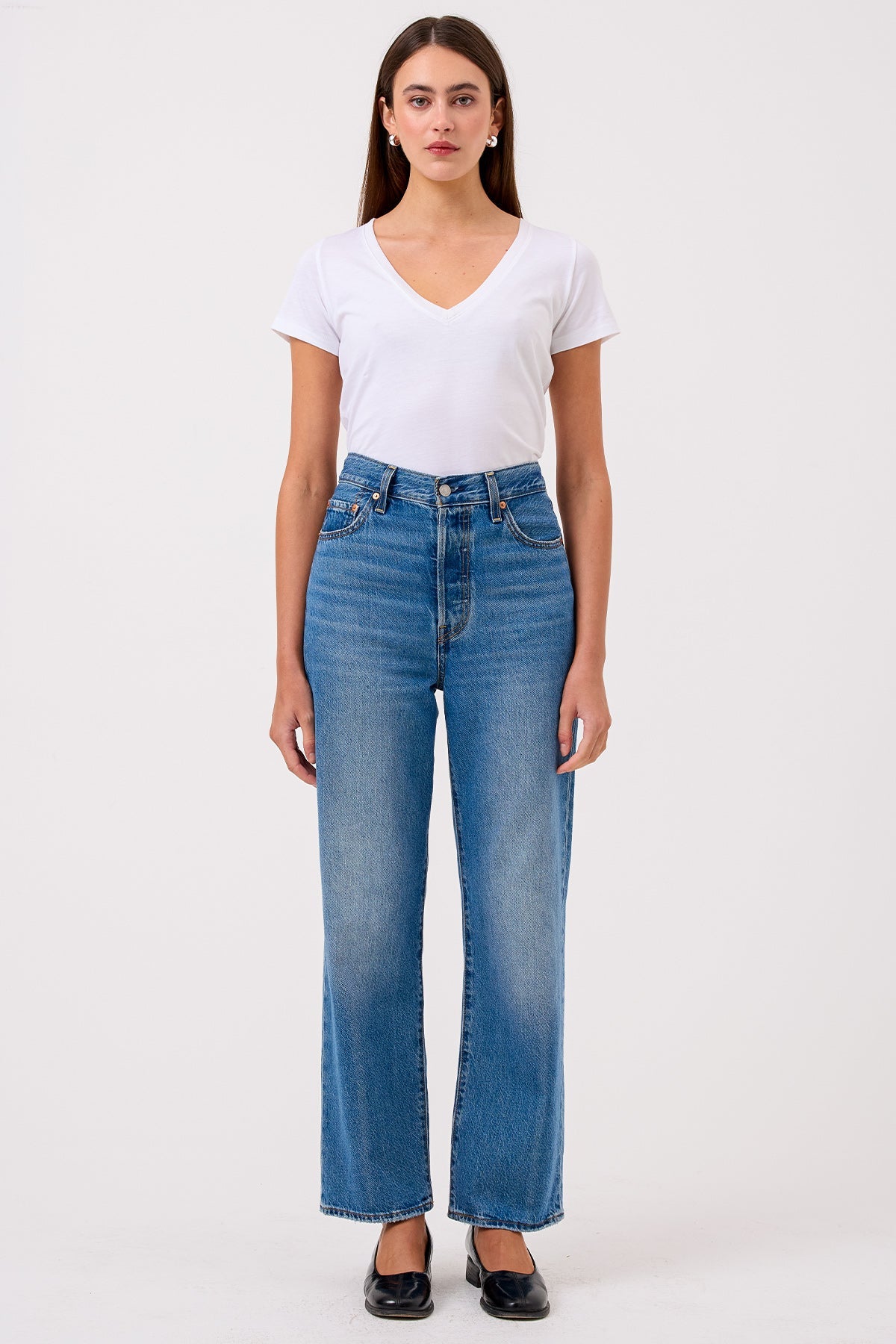 Cleo V Neck Tee - Goldie LeWinter #color_white