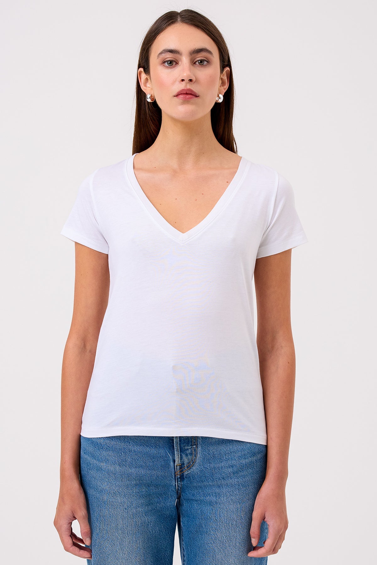 Cleo V Neck Tee - Goldie LeWinter #color_white