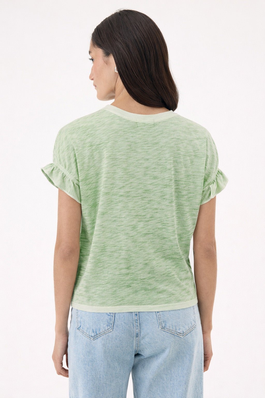 Coastal Sunwash Puff & Ruffle Sleeve Tee - Goldie LeWinter #color_palm - limited edition