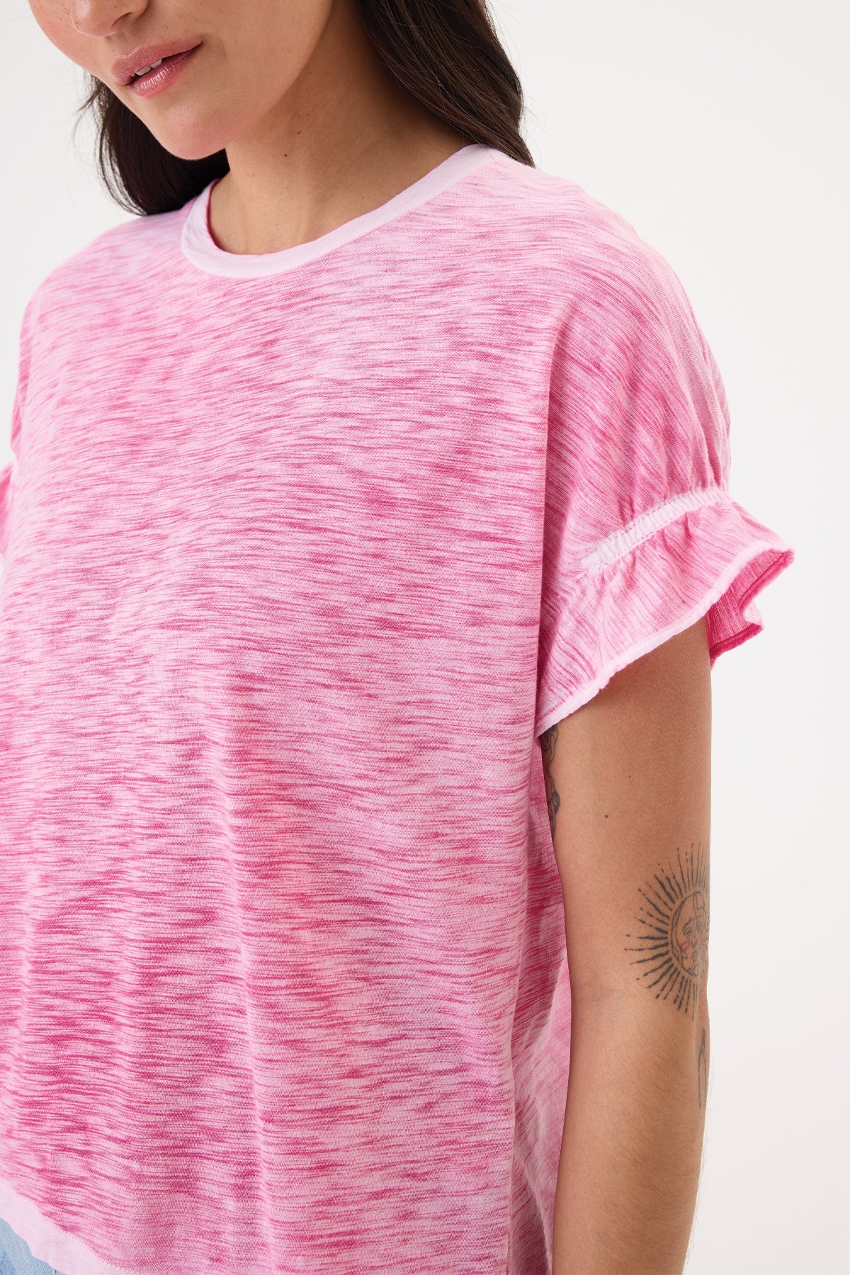 Coastal Sunwash Puff & Ruffle Sleeve Tee