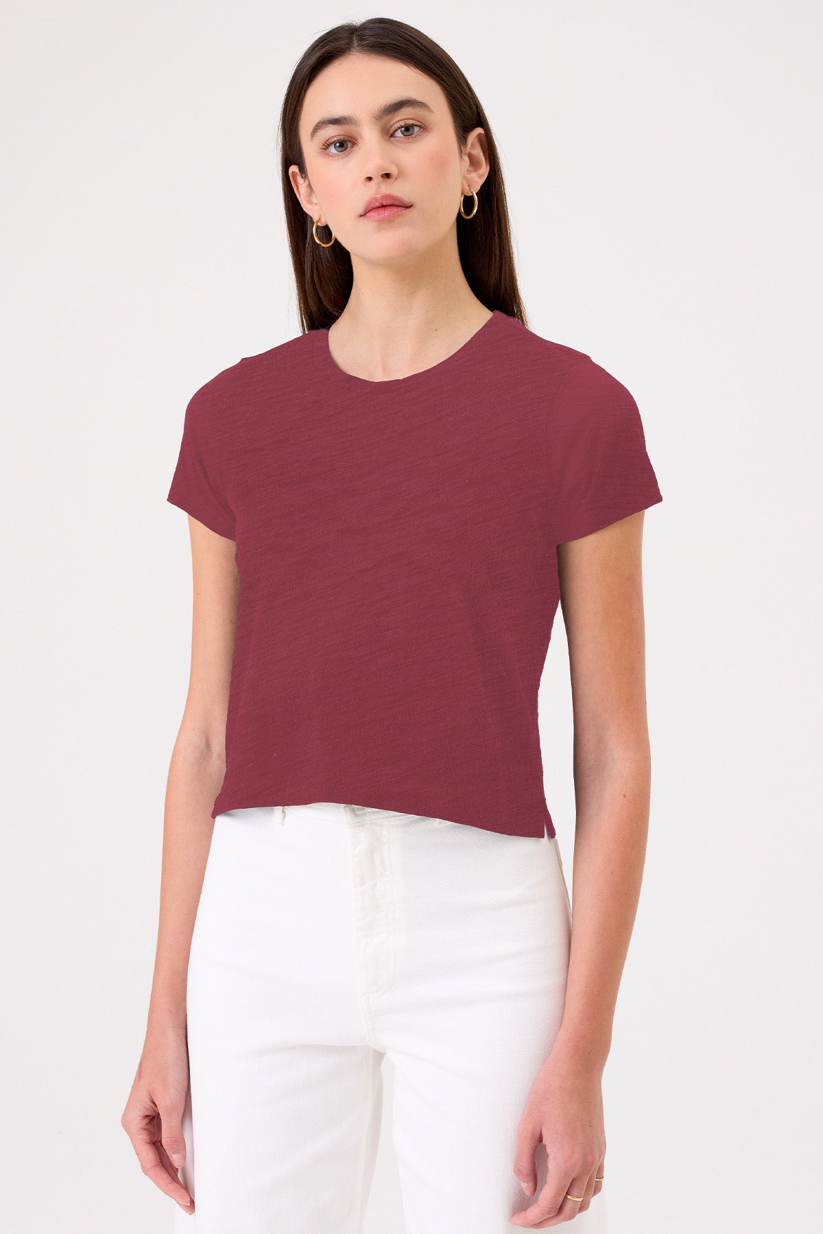 Cropped Boy Tee - Goldie LeWinter #color_bordeaux - limited edition