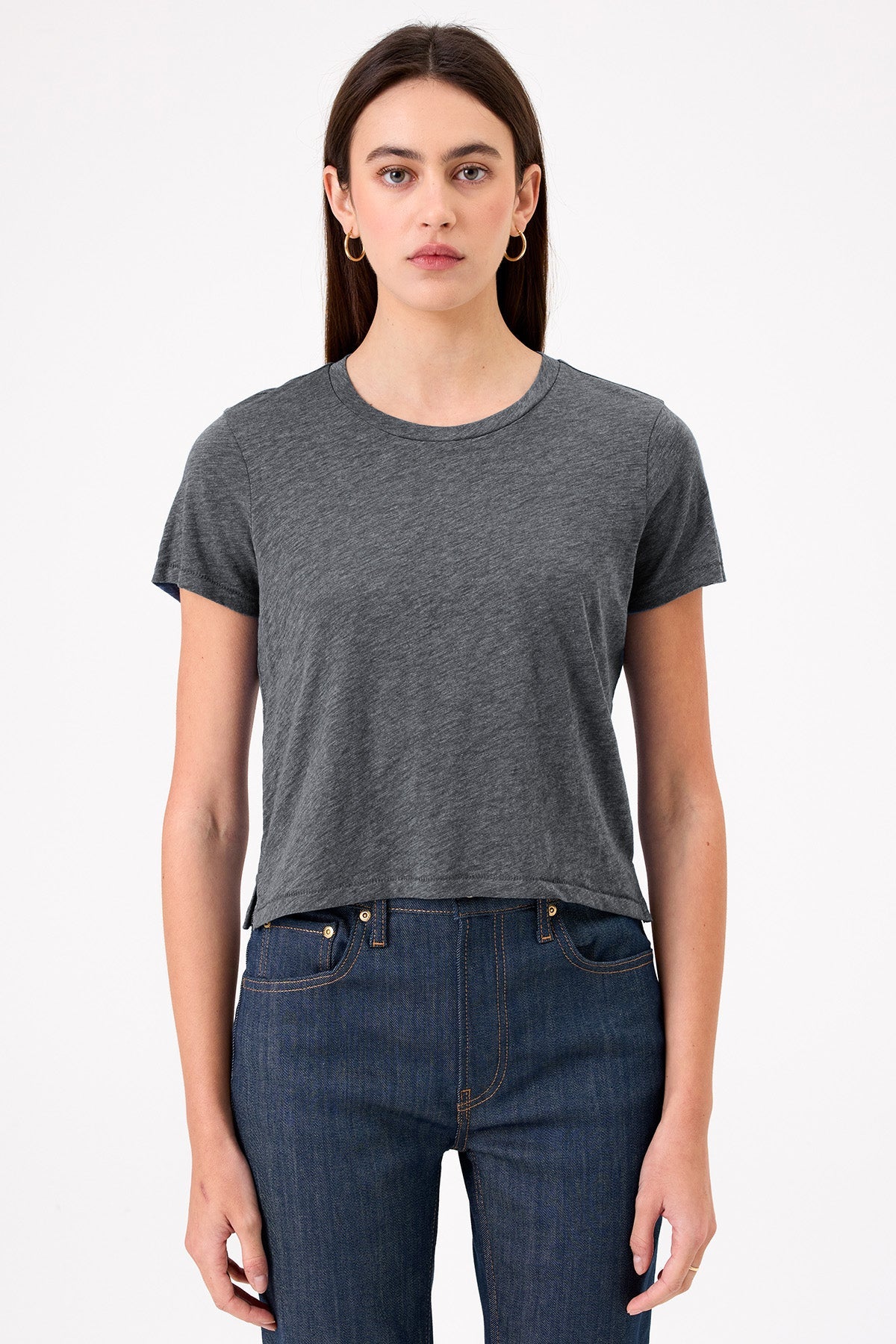 Cropped Boy Tee - Goldie LeWinter #color_charcoal heather