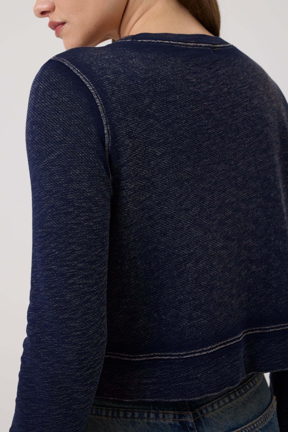 Denim Wash Crop Sweatshirt