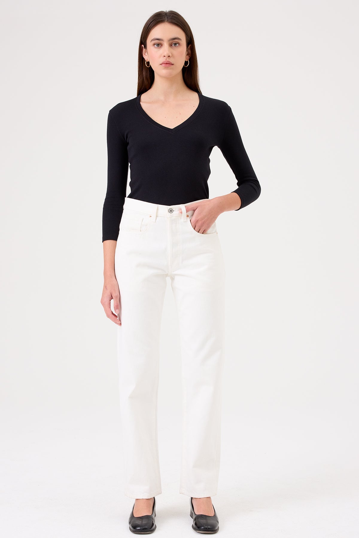 Emily V Neck Top - Goldie LeWinter #color_black