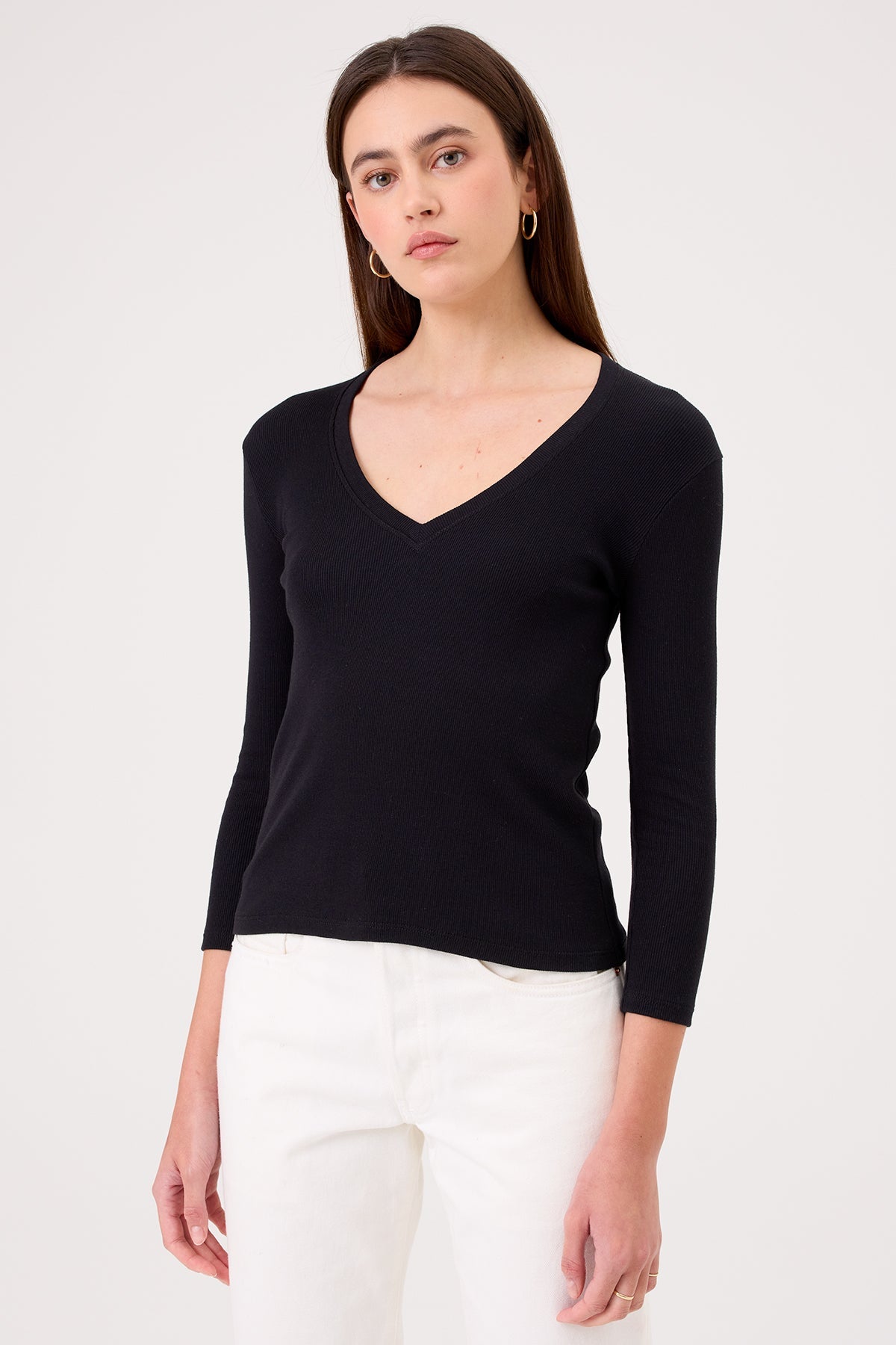 Emily V Neck Top - Goldie LeWinter #color_black