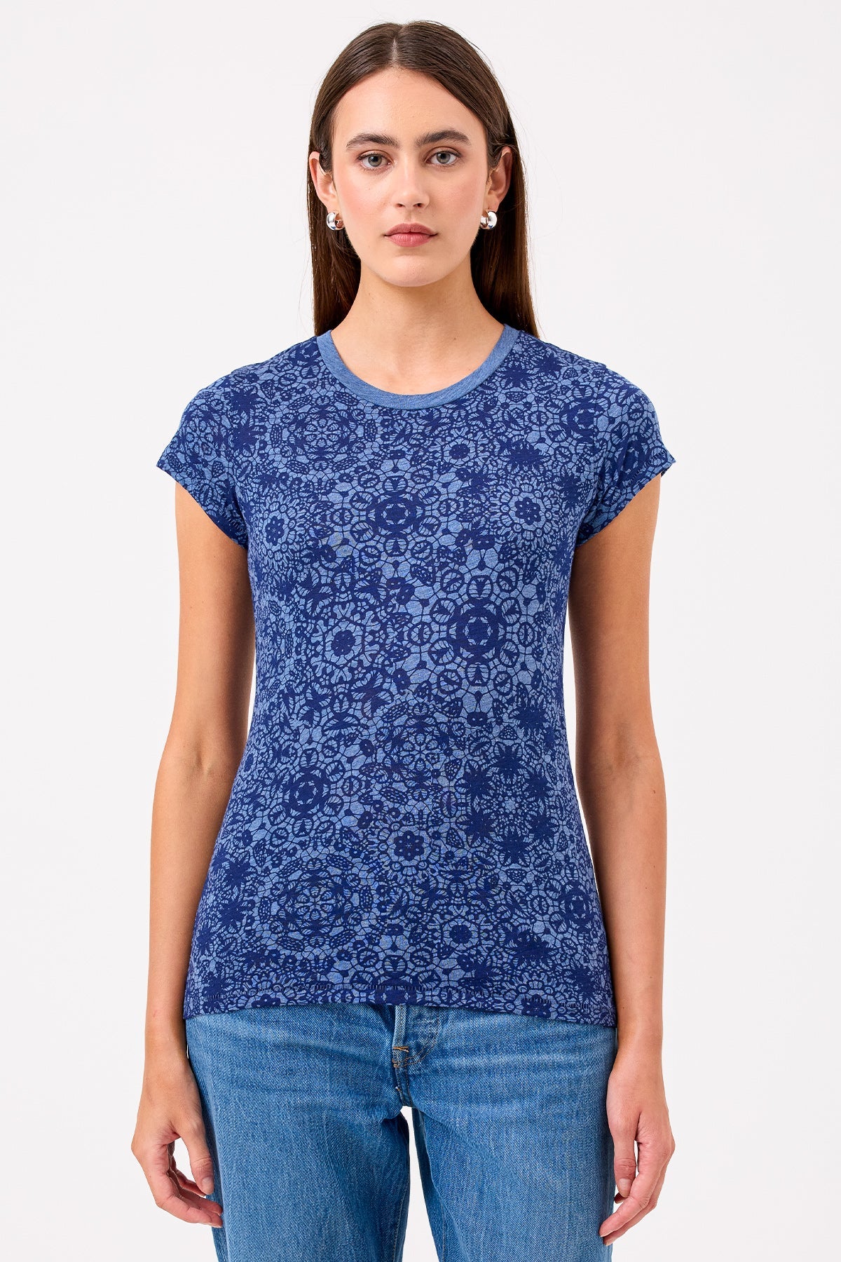 Eternity Ringer Tee - Goldie LeWinter #color_denim heather - limited edition