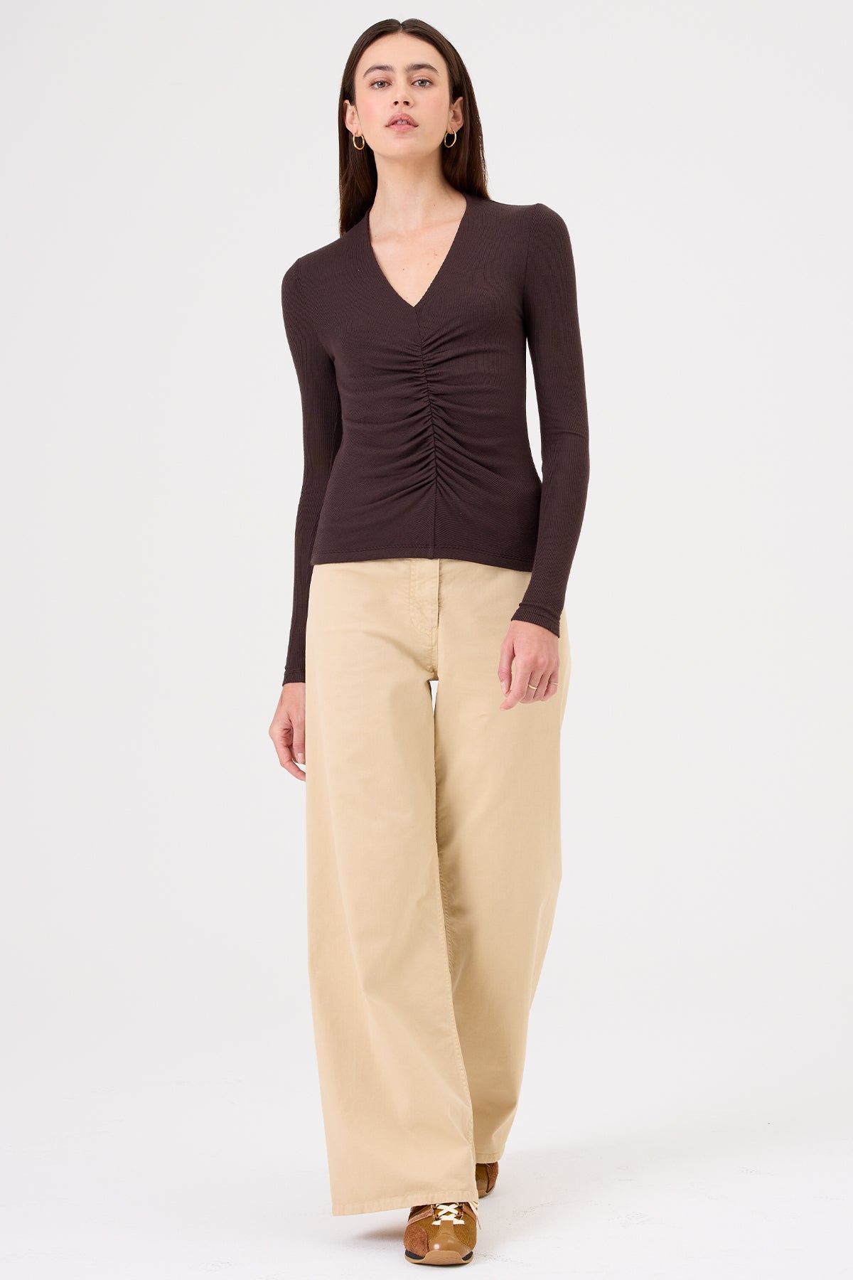 Fortuna Ruched Top - Goldie LeWinter #color_coffee - limited edition