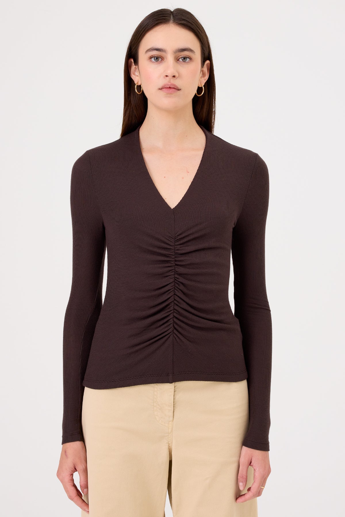 Fortuna Ruched Top - Goldie LeWinter #color_coffee - limited edition
