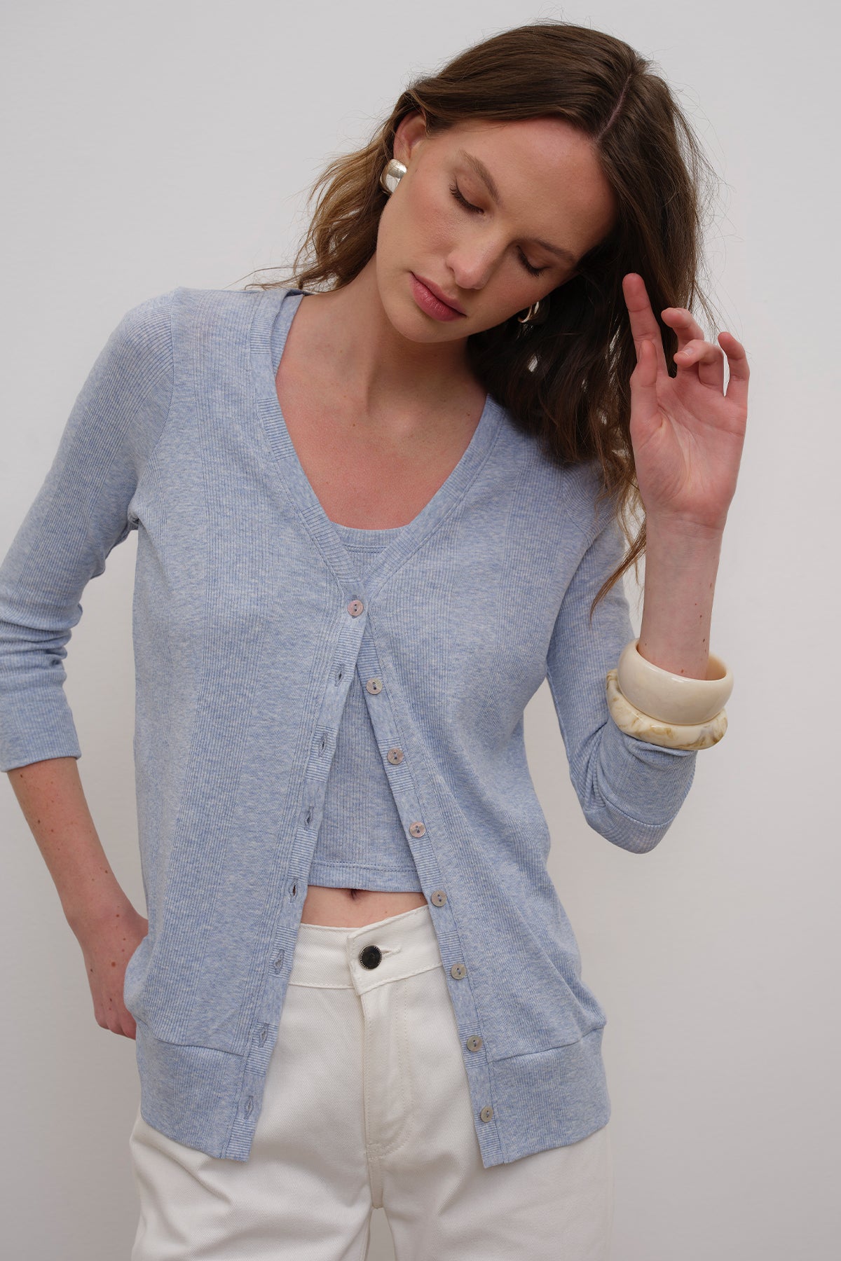 Harper Cardigan - Goldie LeWinter #color_blue heather