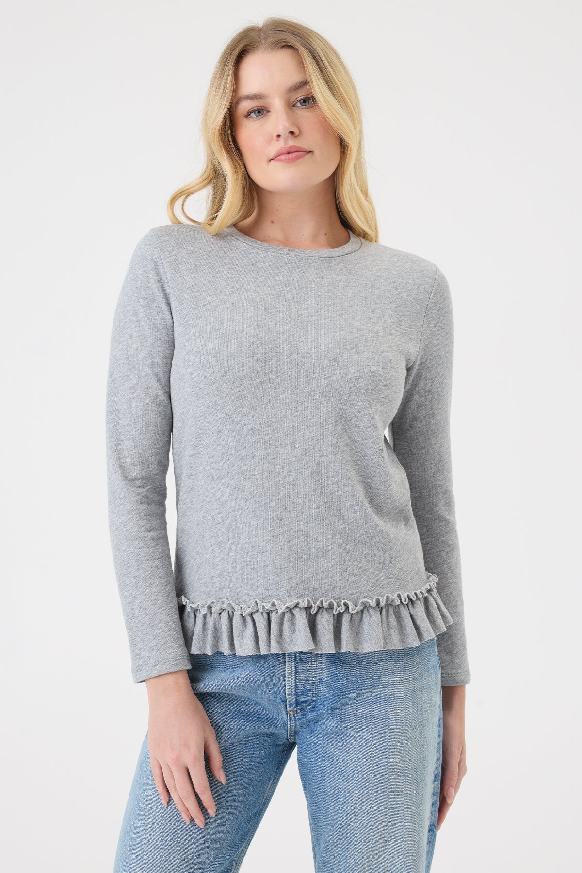 Heathered Ruffle Sweatshirt