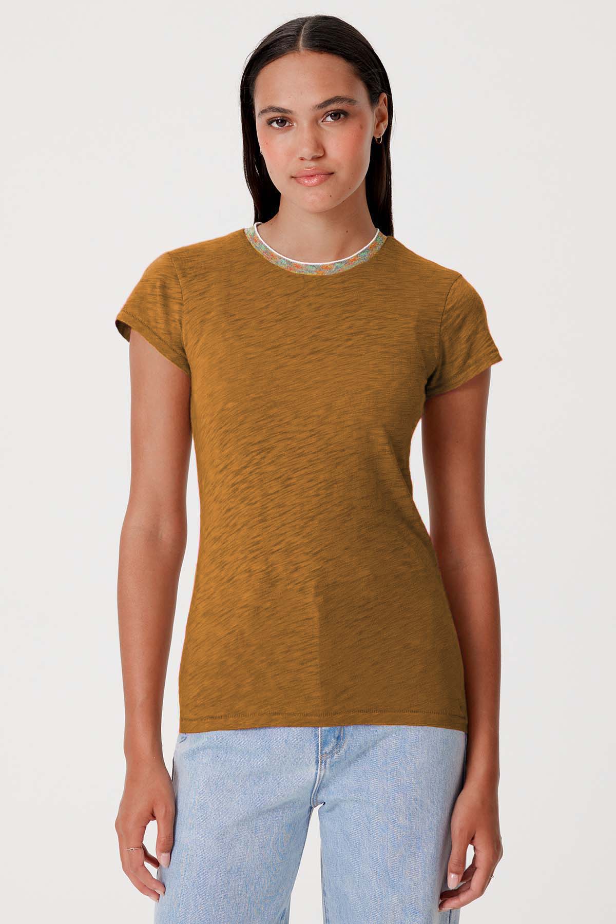 Iridescent Shimmer Ringer Tee - Goldie LeWinter #color_bronze