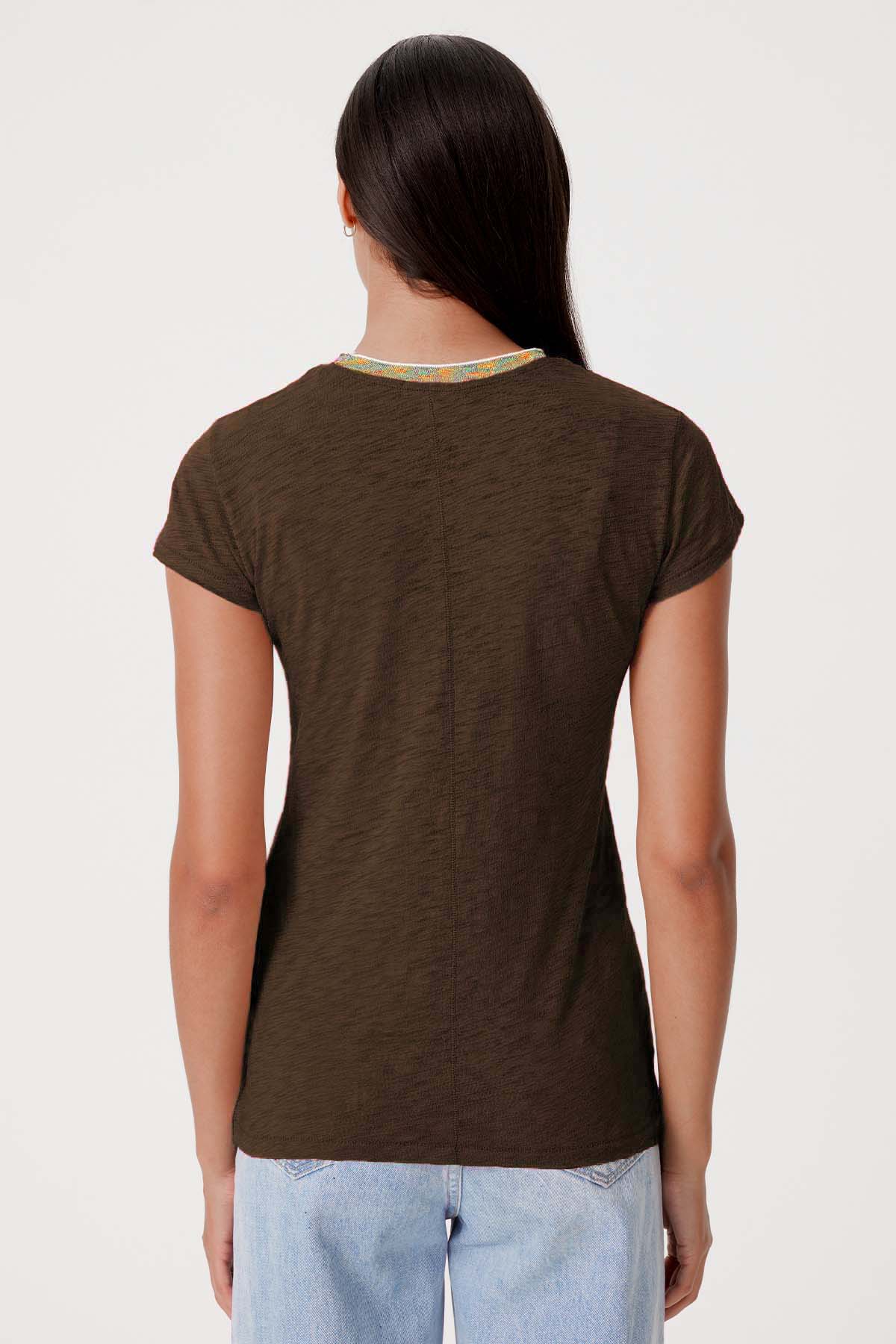 Iridescent Shimmer Ringer Tee - Goldie LeWinter #color_coffee - limited edition