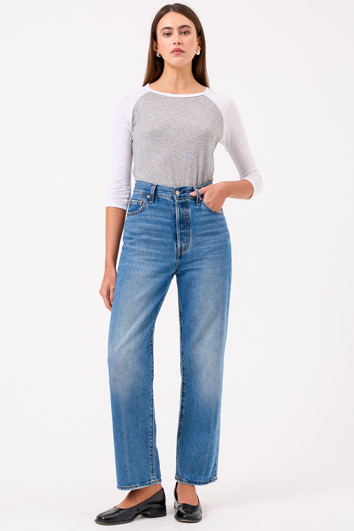 Lexi Baseball Tee - Goldie LeWinter #color_white / gray heather