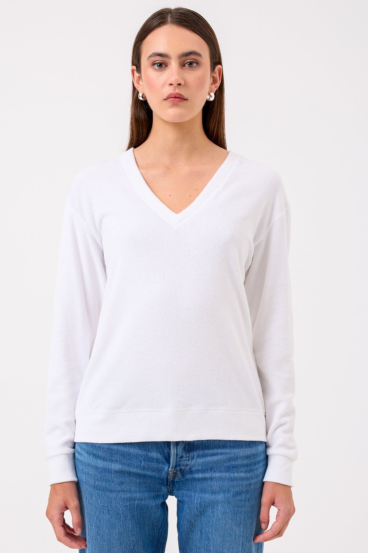 Life of Luxury V Neck Sweatshirt - Goldie LeWinter #color_white