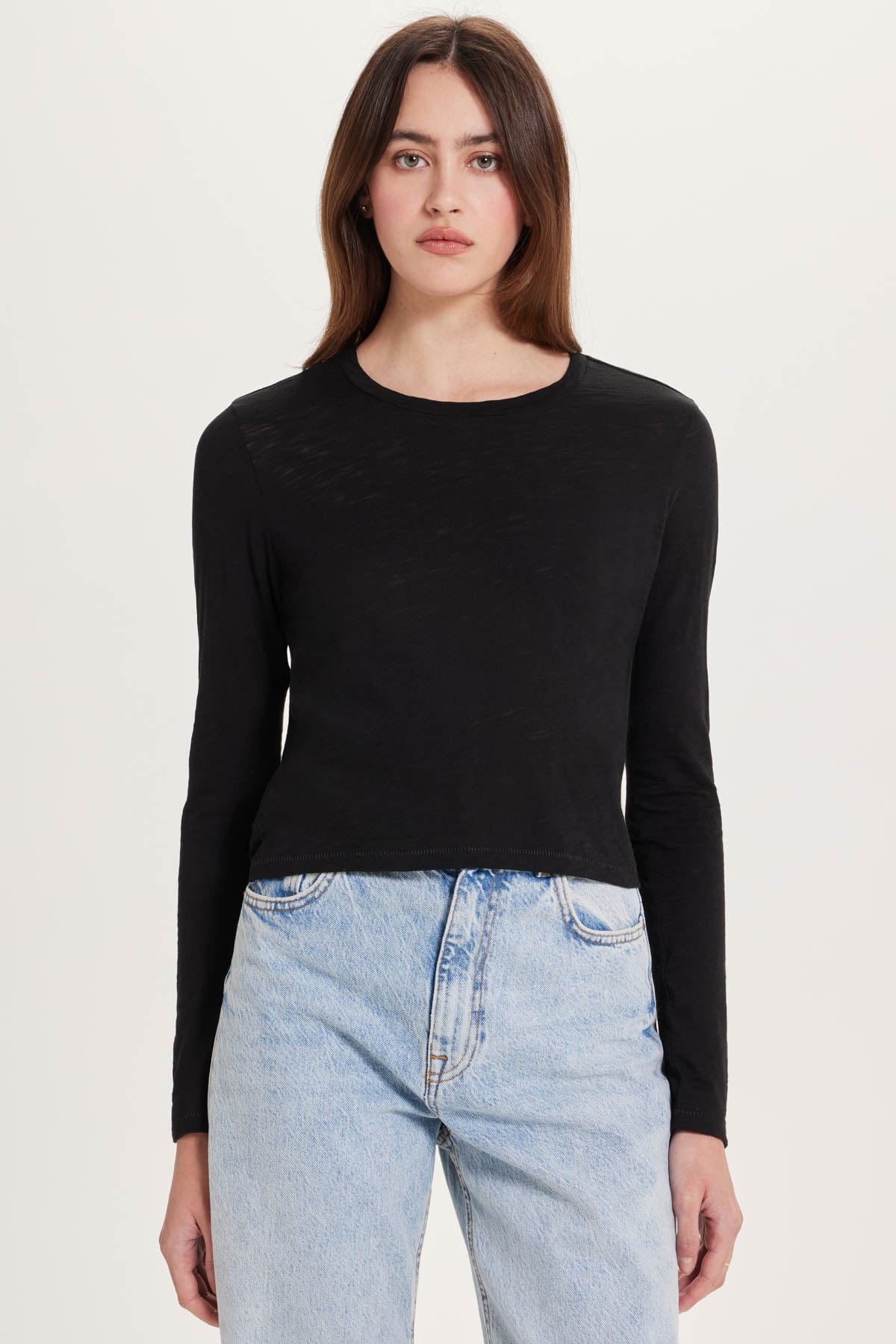 Long Sleeve Cropped Boy Tee - Goldie LeWinter