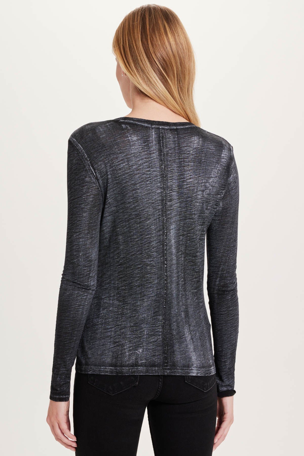 Long Sleeve Metallic Sparkle Tee - Goldie LeWinter