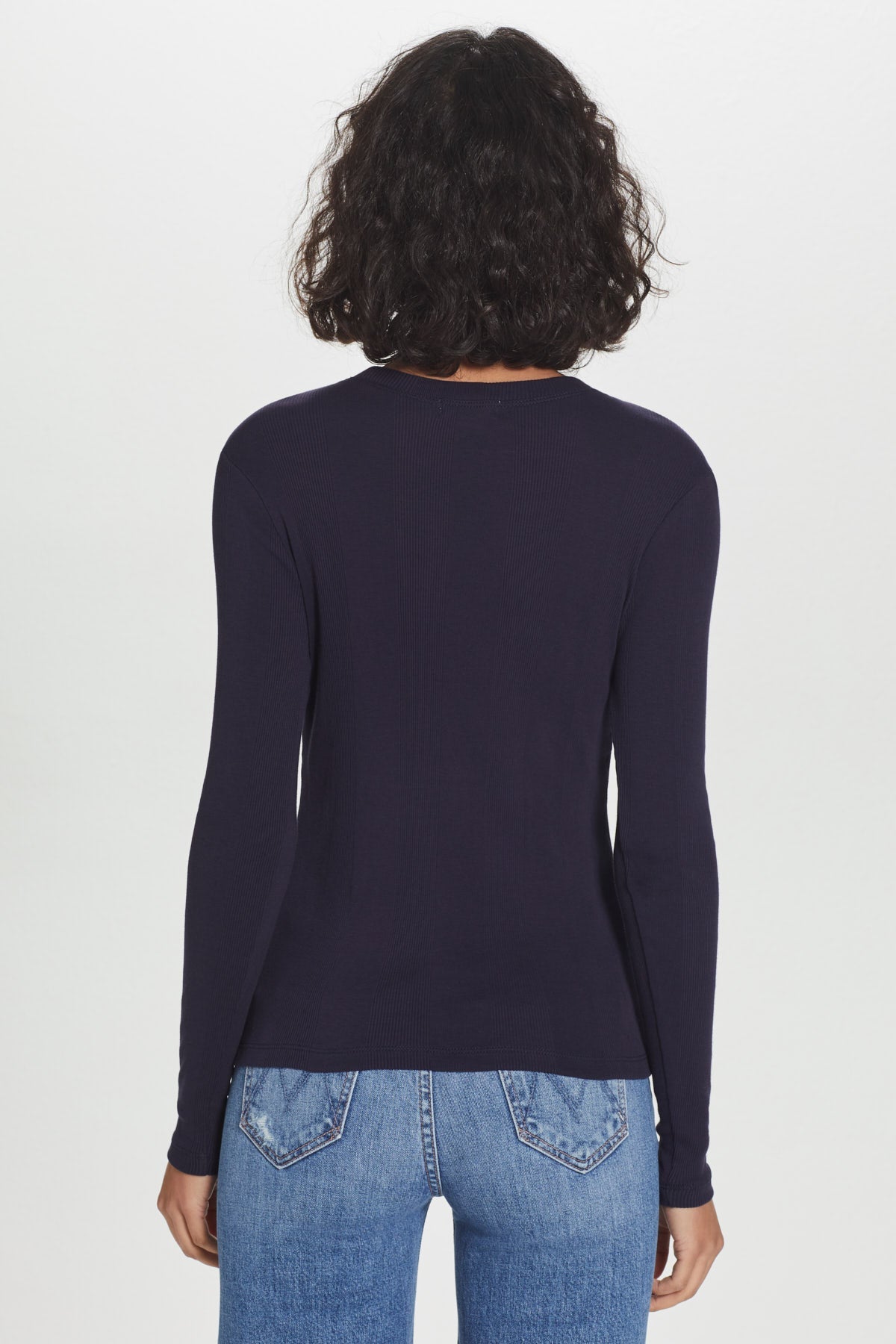 Long Sleeve Variegated Rib Tee - Goldie LeWinter #color_navy