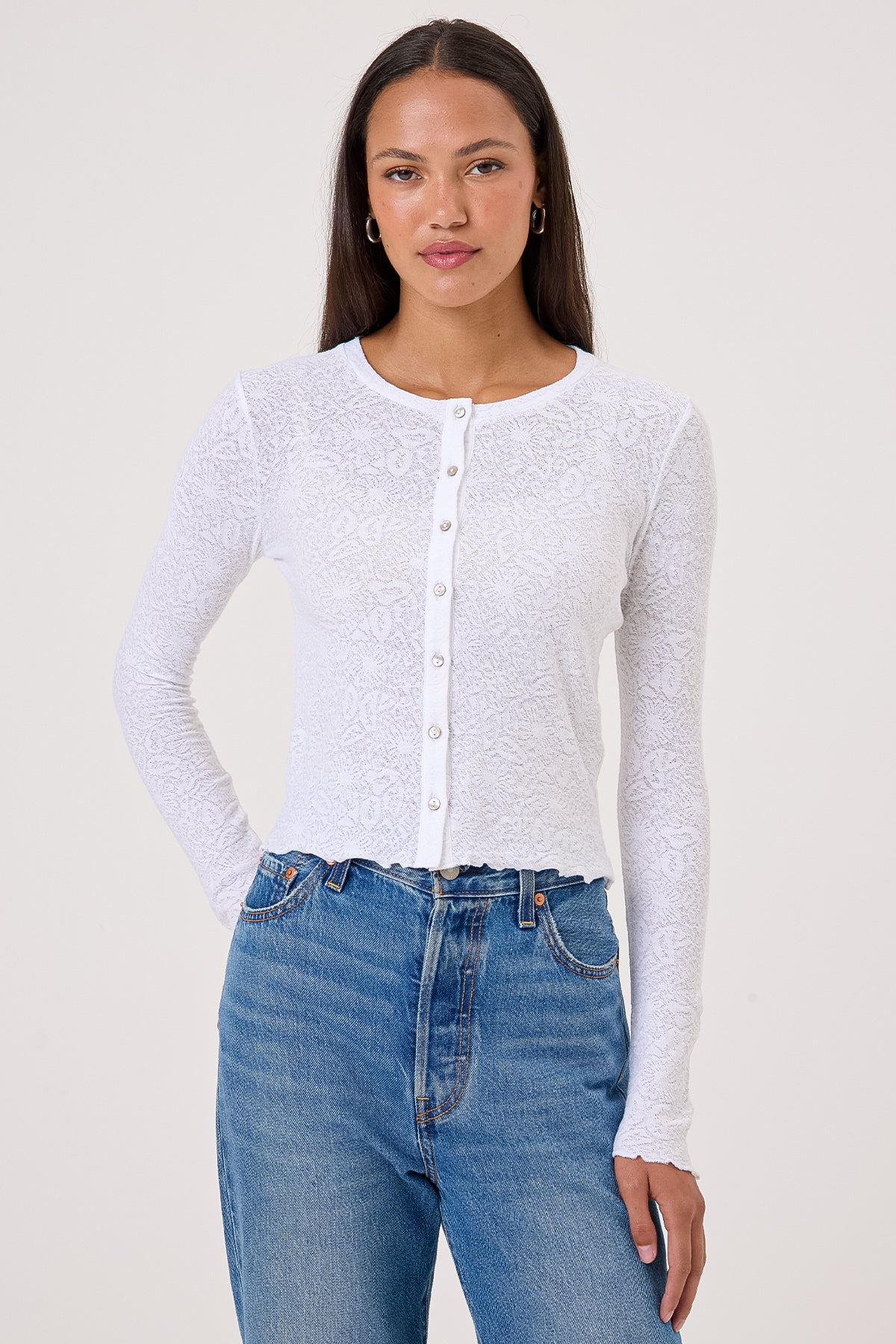 Love Story Cardigan | Floral Jacquard Pima Cotton Cardigan