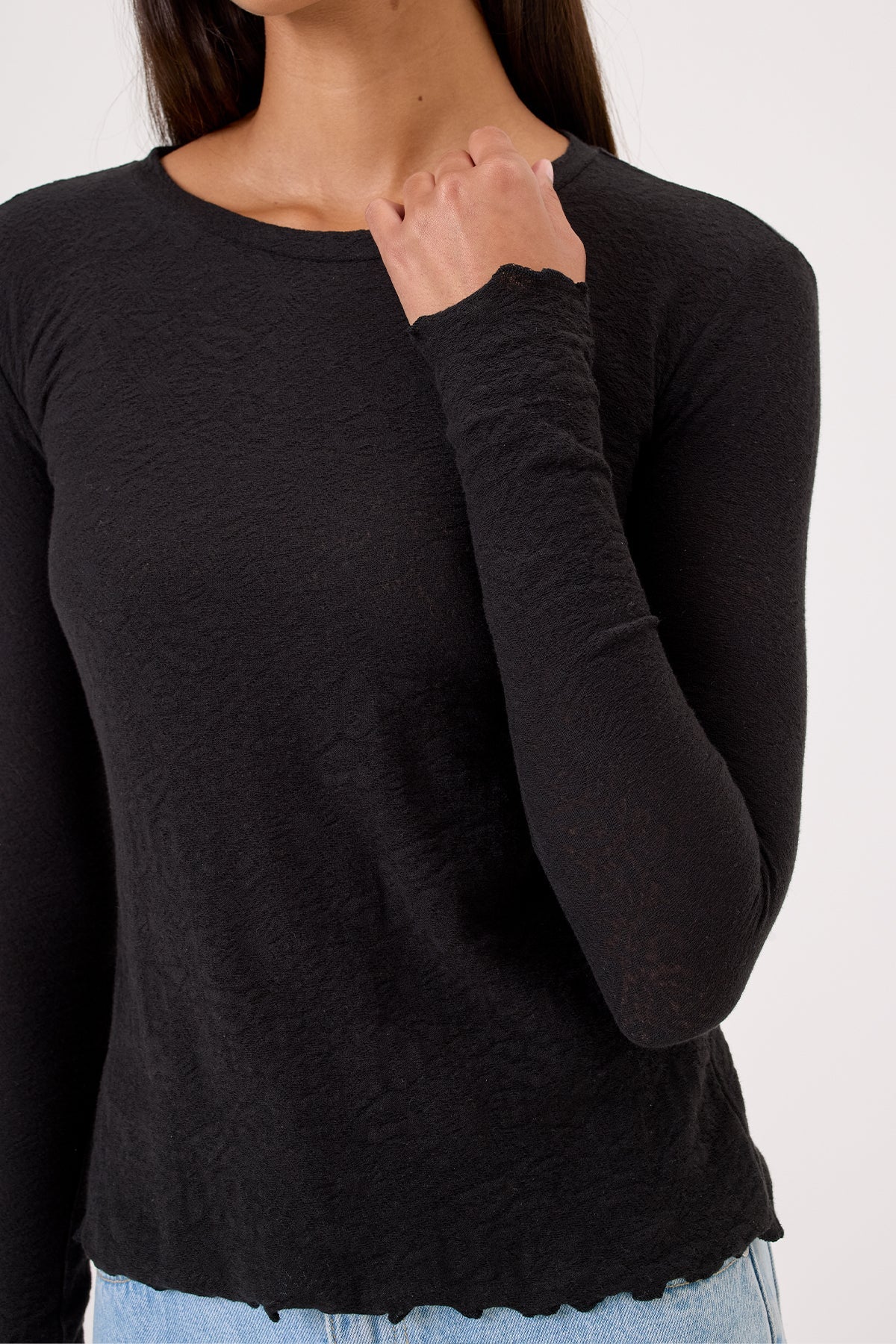 Love Story Long Sleeve Tee | Floral Jacquard Pima Cotton