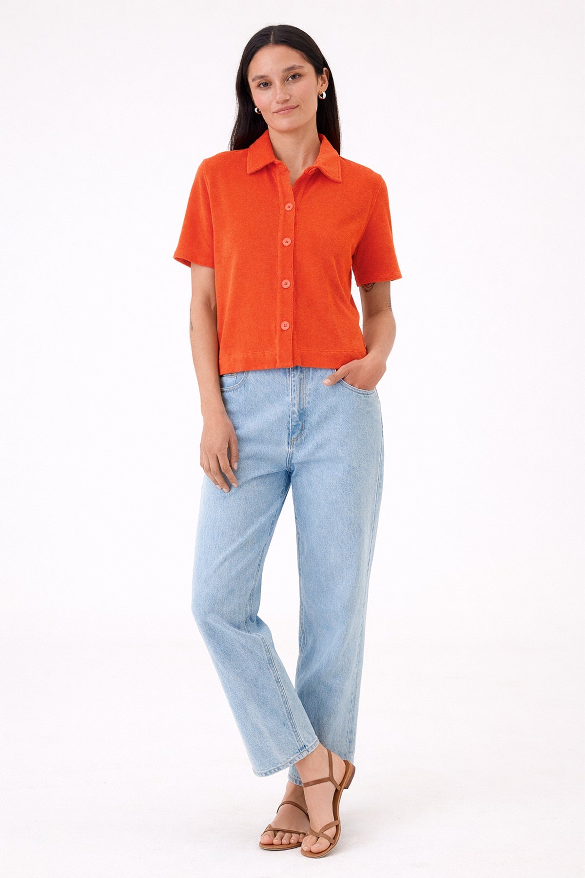 Luxe Life Button Down - Goldie LeWinter #color_fiesta