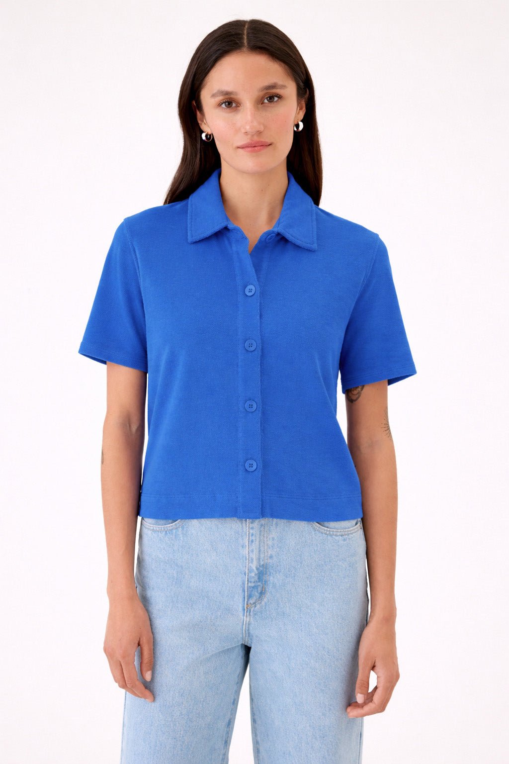 Luxe Life Button Down - Goldie LeWinter #color_sea - limited edition