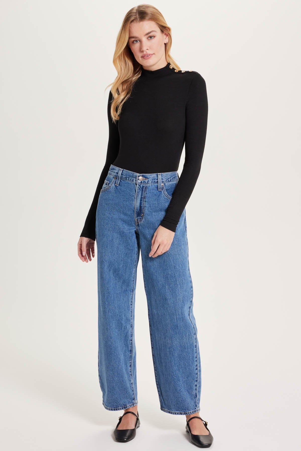 Marina Mock Neck Ribbed Top - Goldie LeWinter