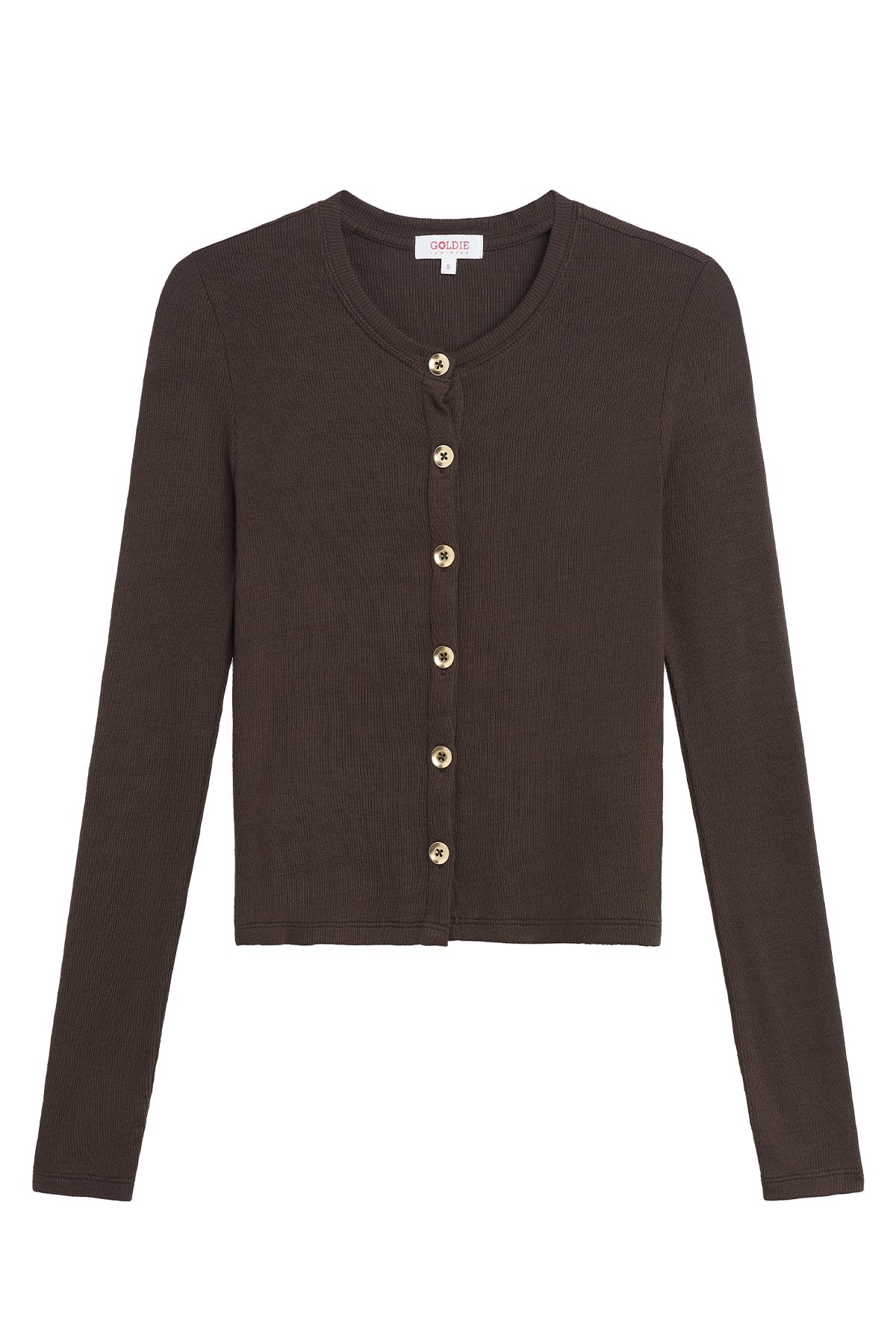 Marina Ribbed Crop Cardigan - Goldie LeWinter #color_coffee - limited edition