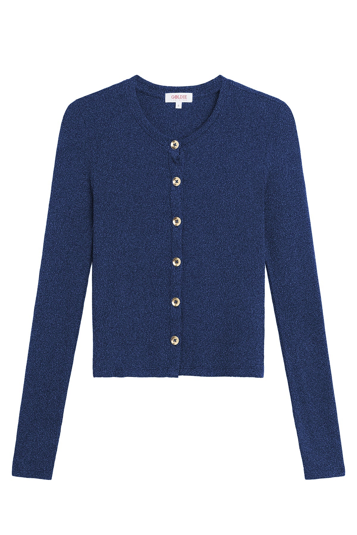 Marina Ribbed Crop Cardigan - Goldie LeWinter #color_navy heather - limited edition