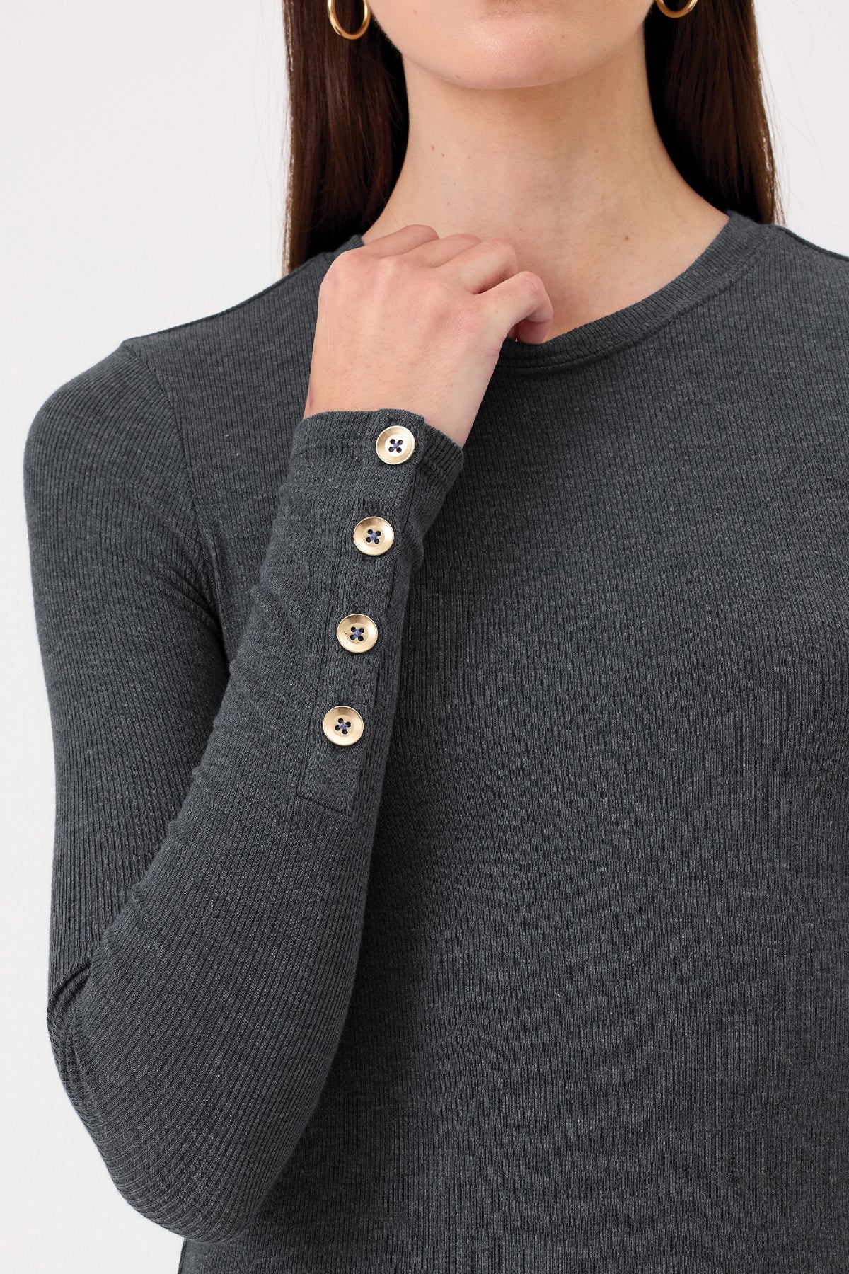 Marina Ribbed Top - Goldie LeWinter #color_charcoal heather