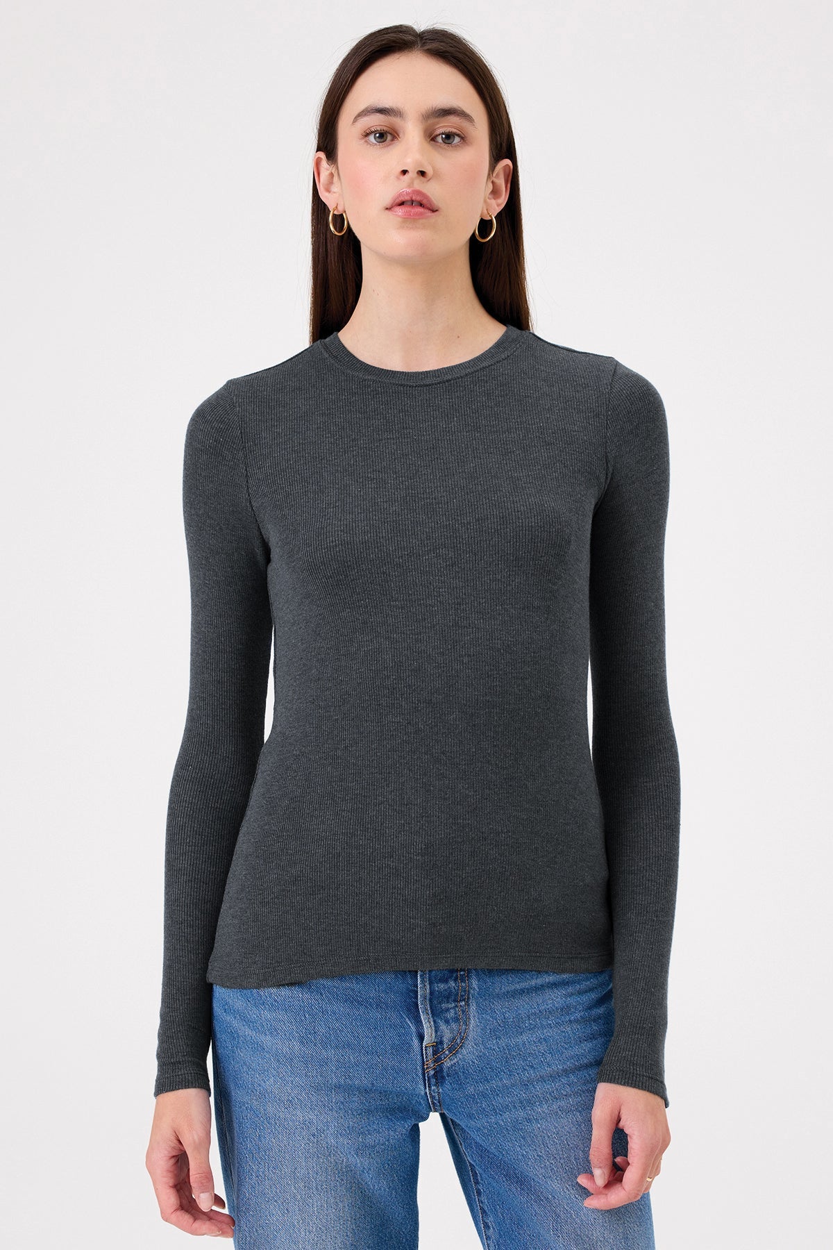 Marina Ribbed Top - Goldie LeWinter #color_charcoal heather