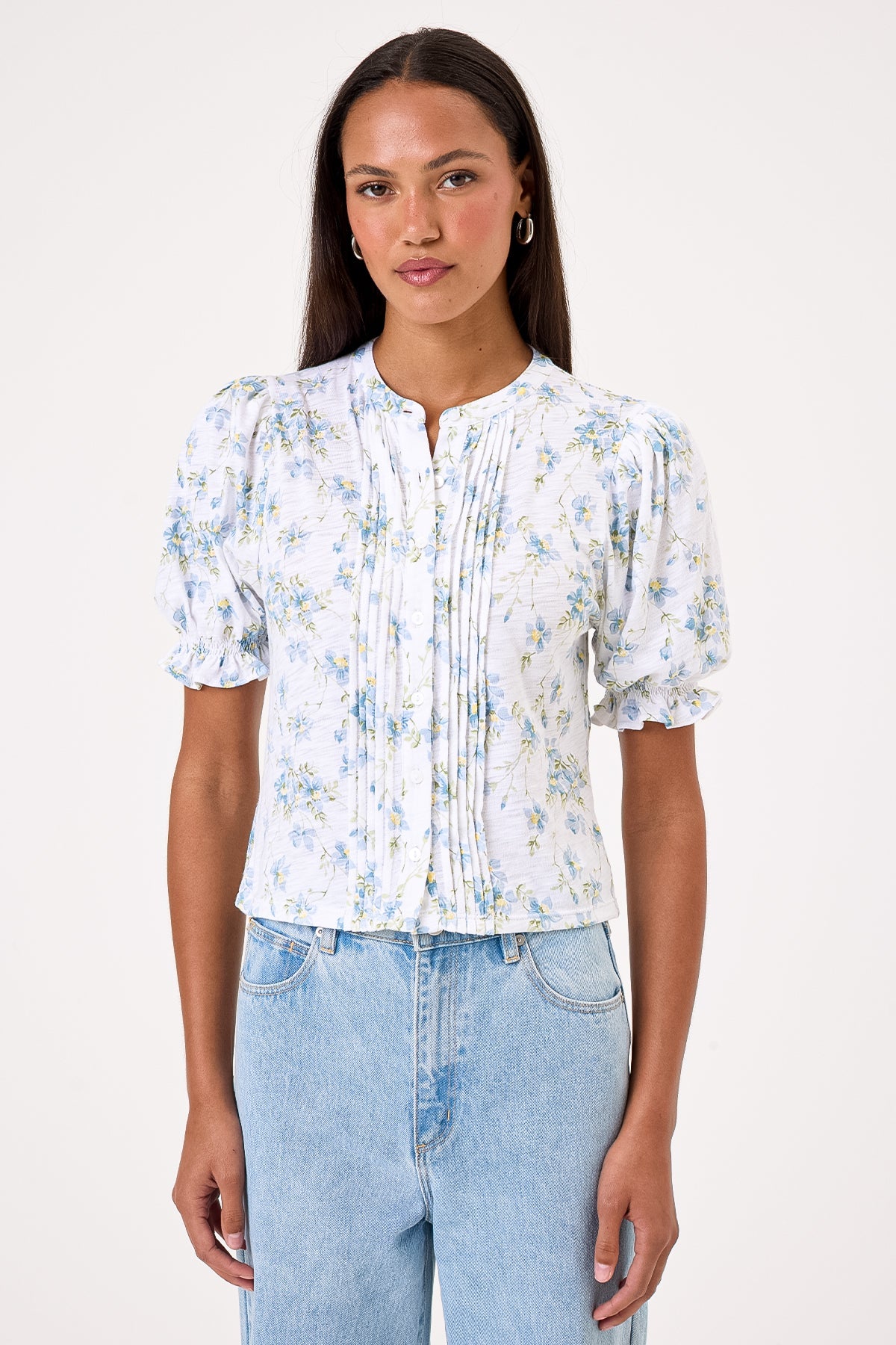 Meadow Blouse - Romantic Pima Cotton Ruffle Sleeve Blouse | GOLDIE