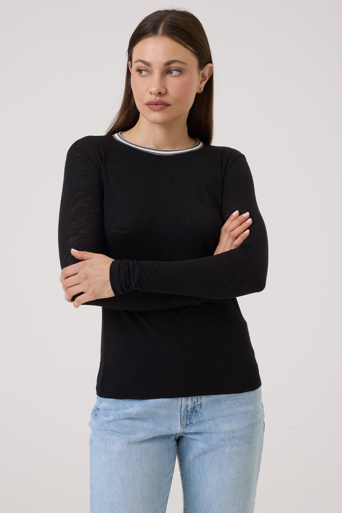 Midnight Shimmer Tipped Ringer Top