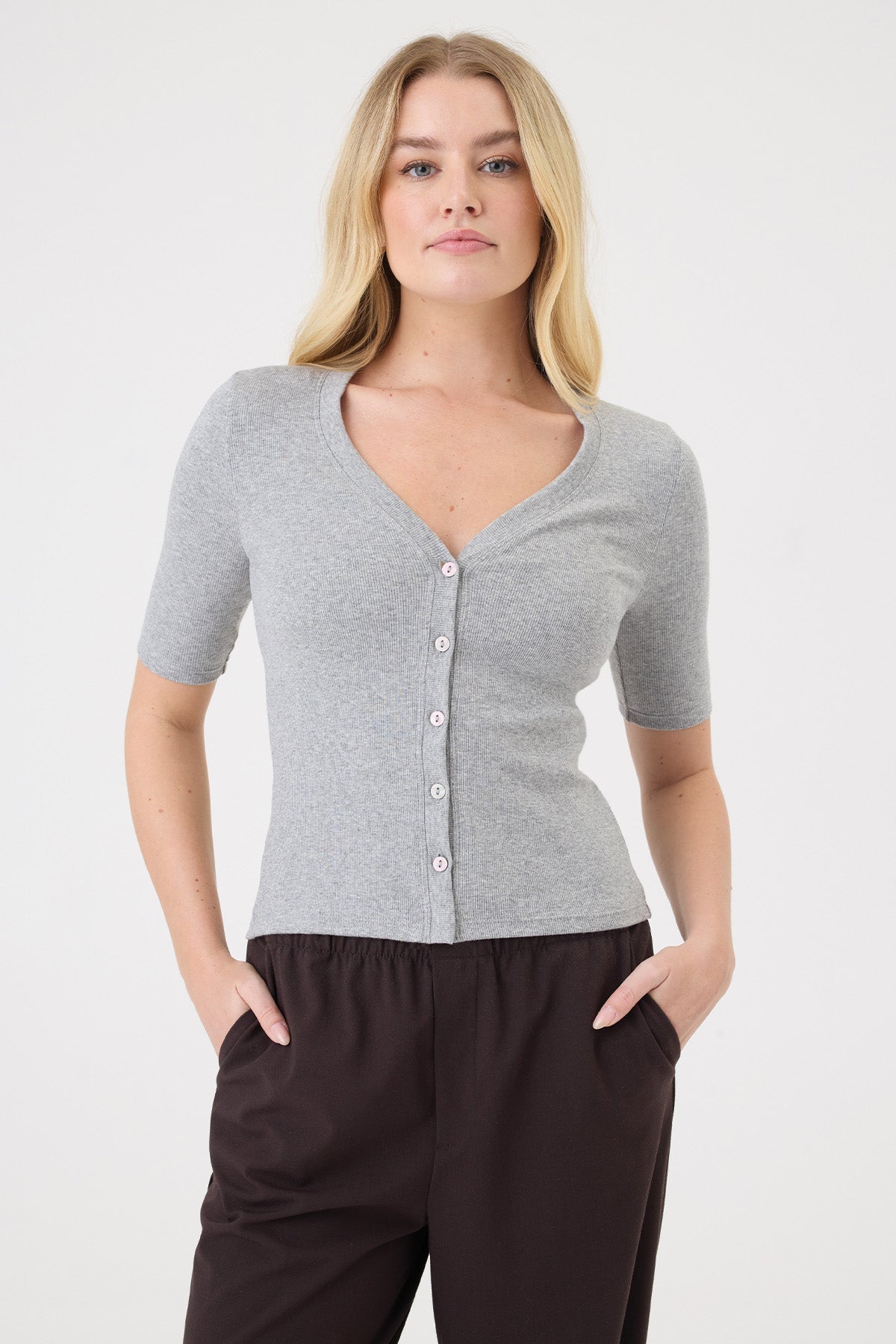 Nathalie Cardigan - Goldie LeWinter #color_gray heather
