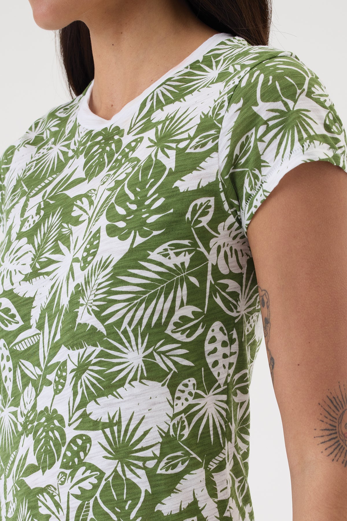 Paradise Ringer Tee - Goldie LeWinter #color_palm - limited edition