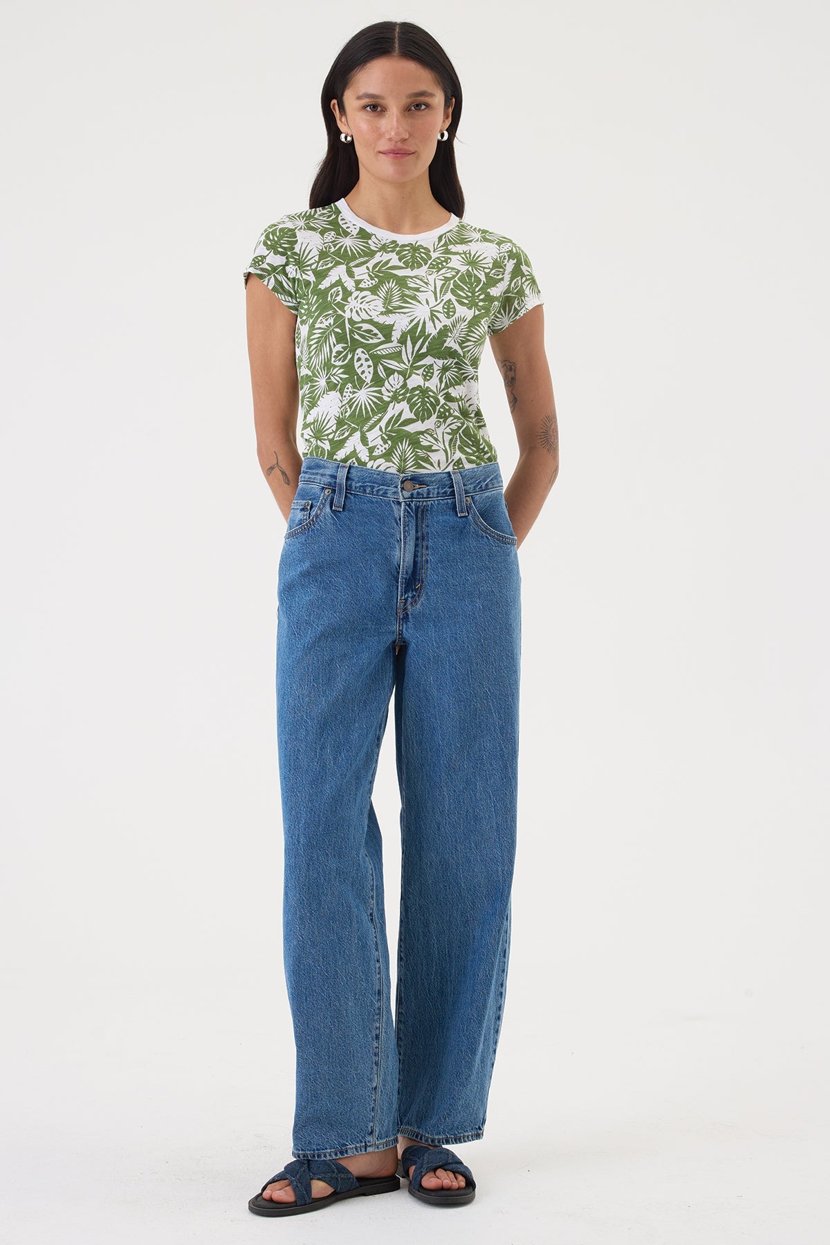 Paradise Ringer Tee - Goldie LeWinter #color_palm - limited edition
