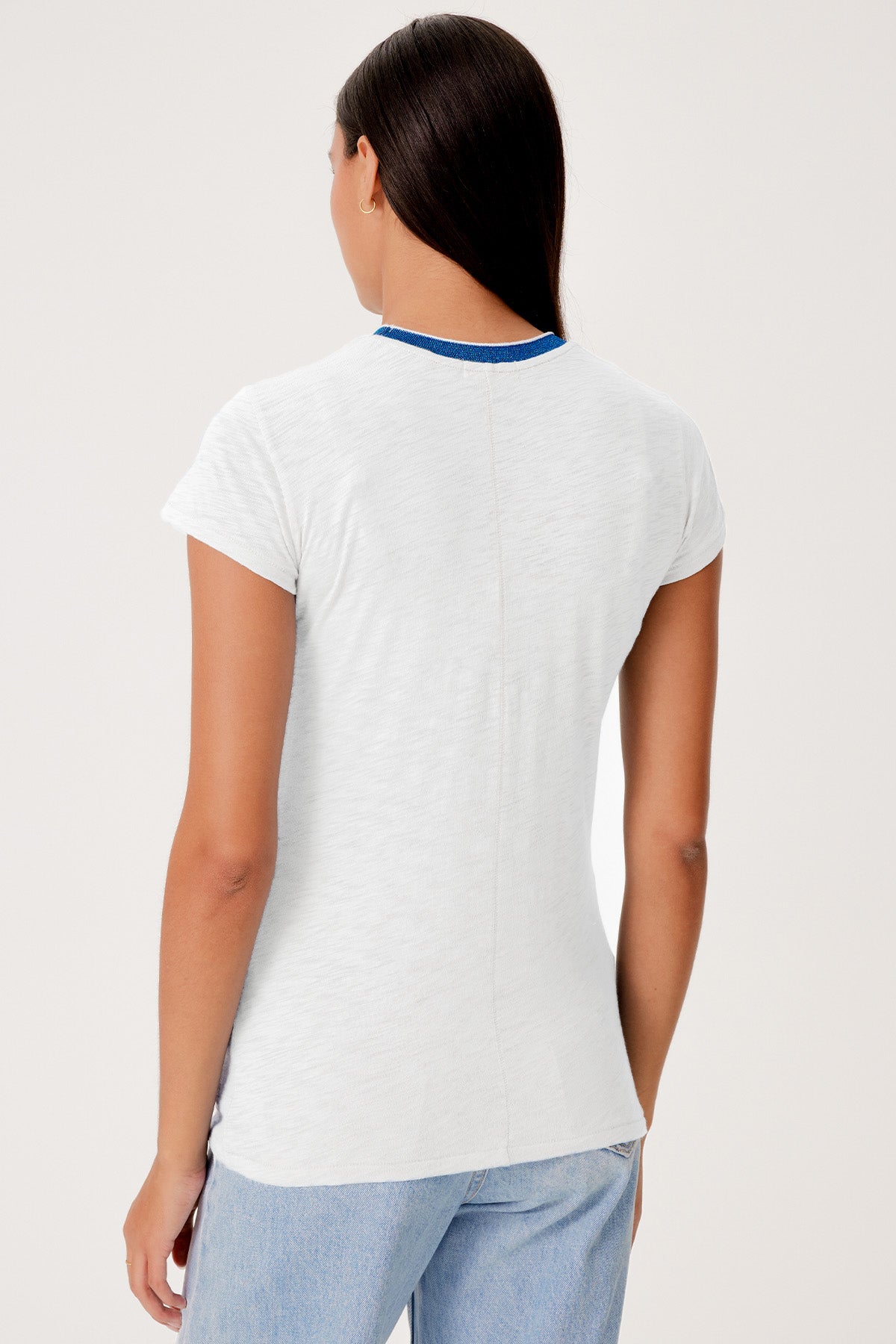 Pavé Ringer Tee - Goldie LeWinter #color_white / astro blue
