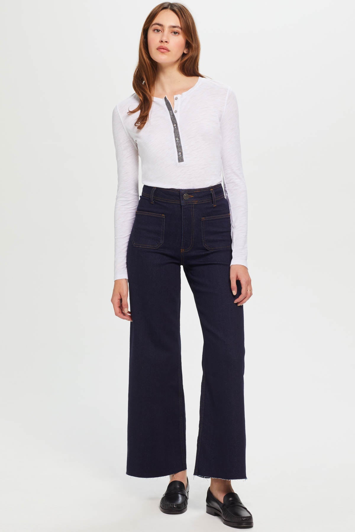 Pavé Shimmer Henley - Goldie LeWinter #color_white