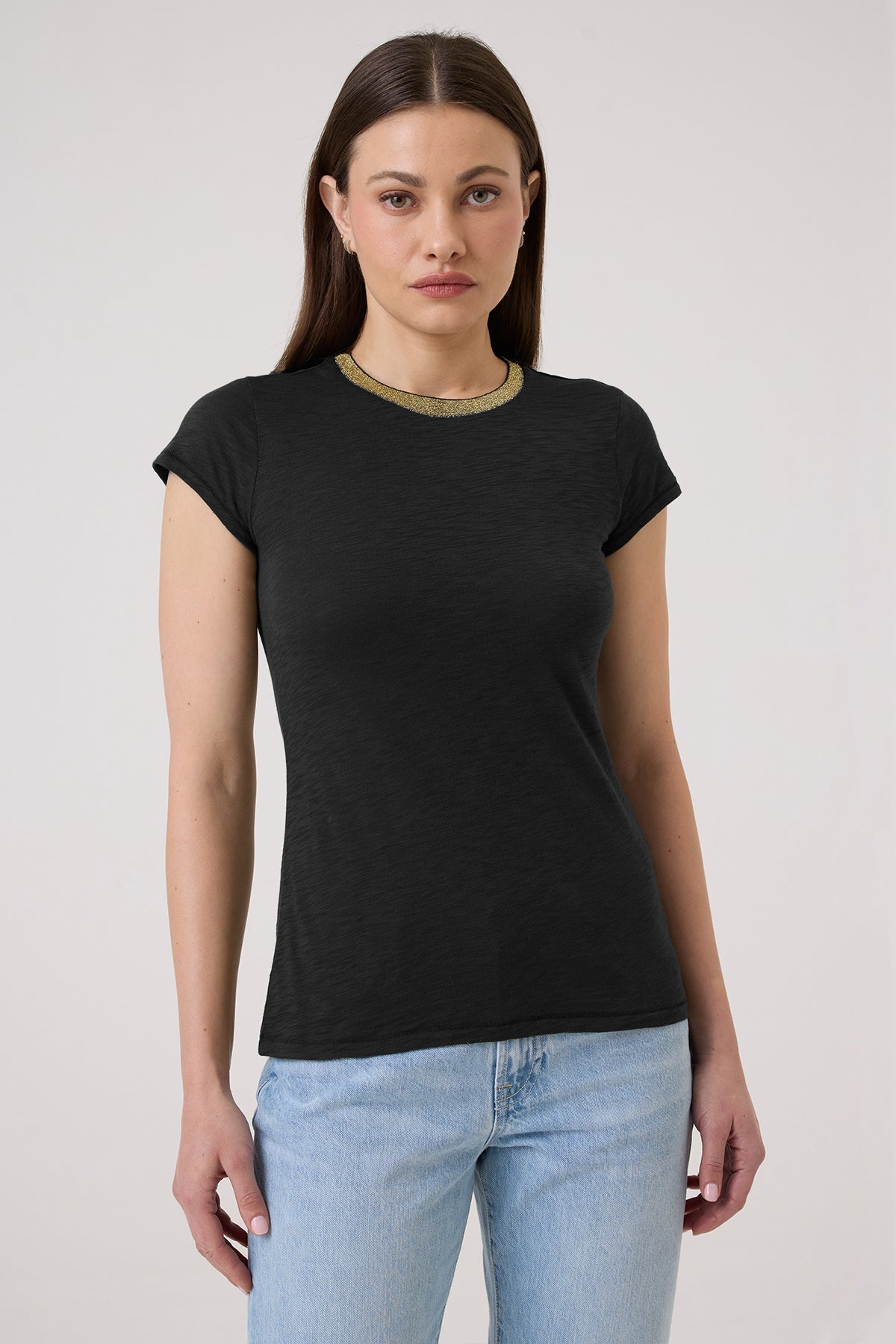 Pavé Shimmer Ringer Tee - Goldie LeWinter #color_black