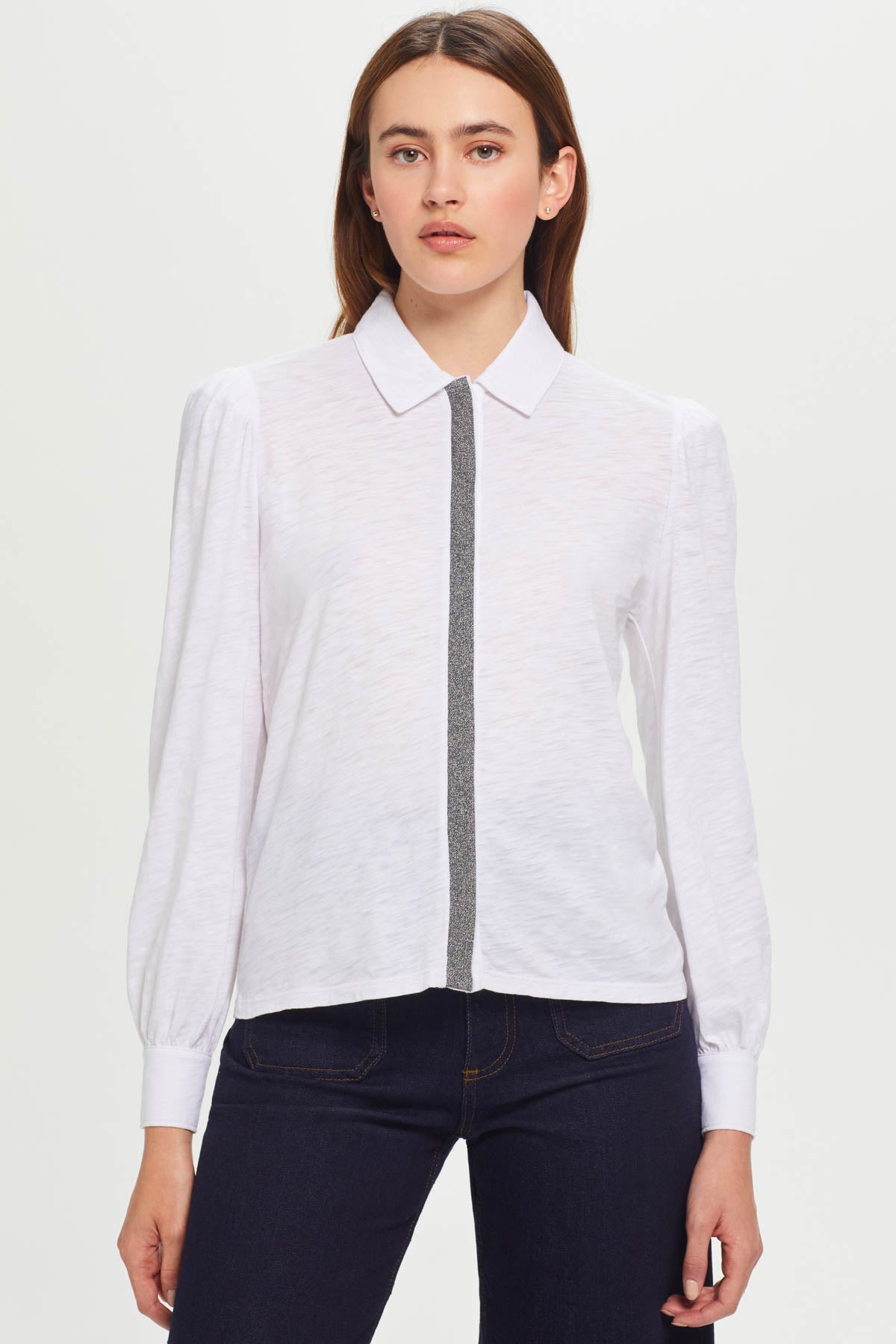 Pavé Shimmer Shirt - Goldie LeWinter #color_white