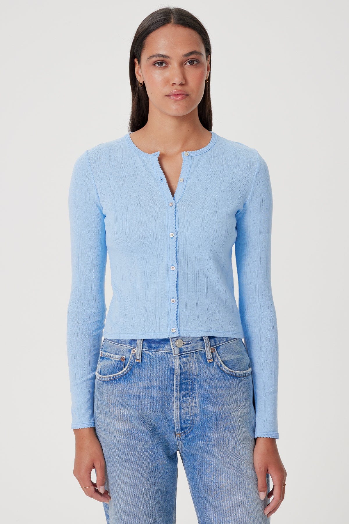 Pointelle Crop Cardigan - Goldie LeWinter
