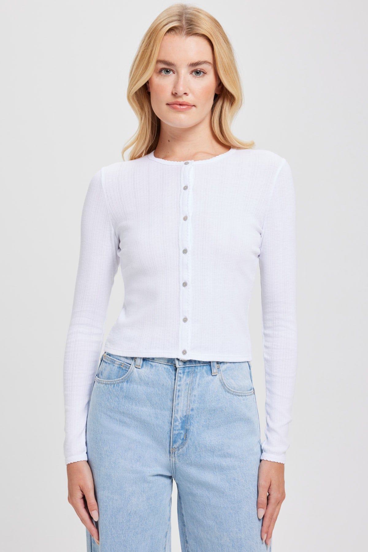 Pointelle Crop Cardigan - Goldie LeWinter