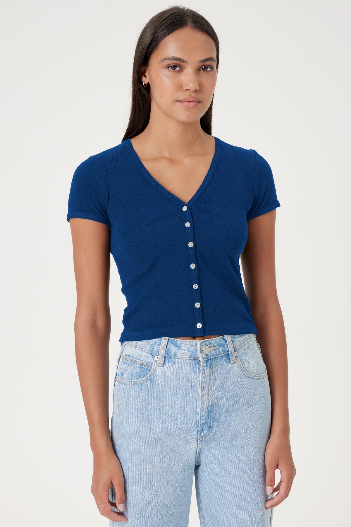 Ellie Cropped Cardigan - Goldie LeWinter #color_estate blue