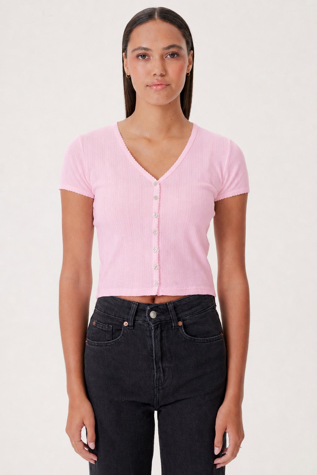 Ellie Cropped Cardigan - Goldie LeWinter #color_cherry blossom