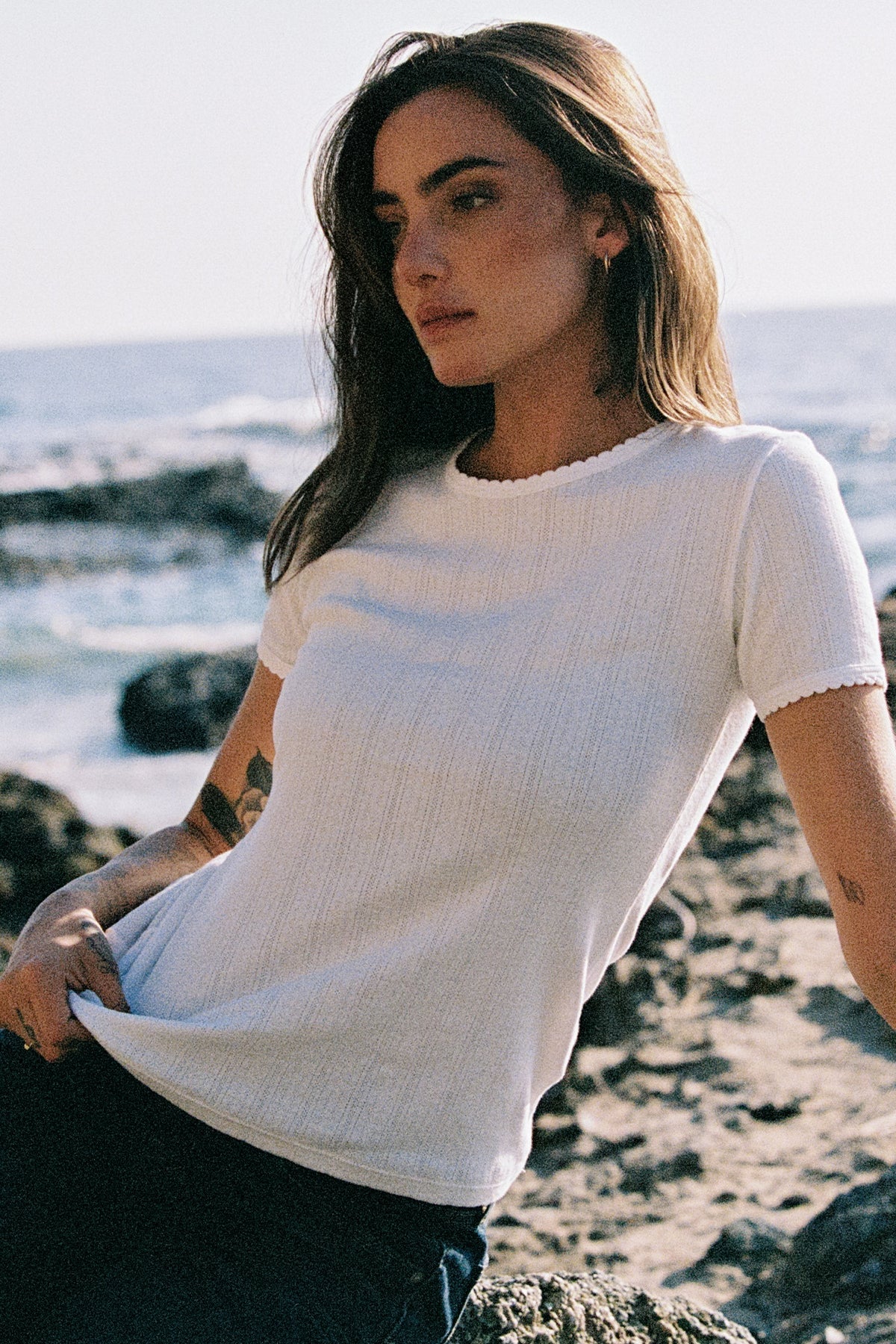 Pointelle Tee | Delicate Texture & Effortless Comfort – Goldie Tees