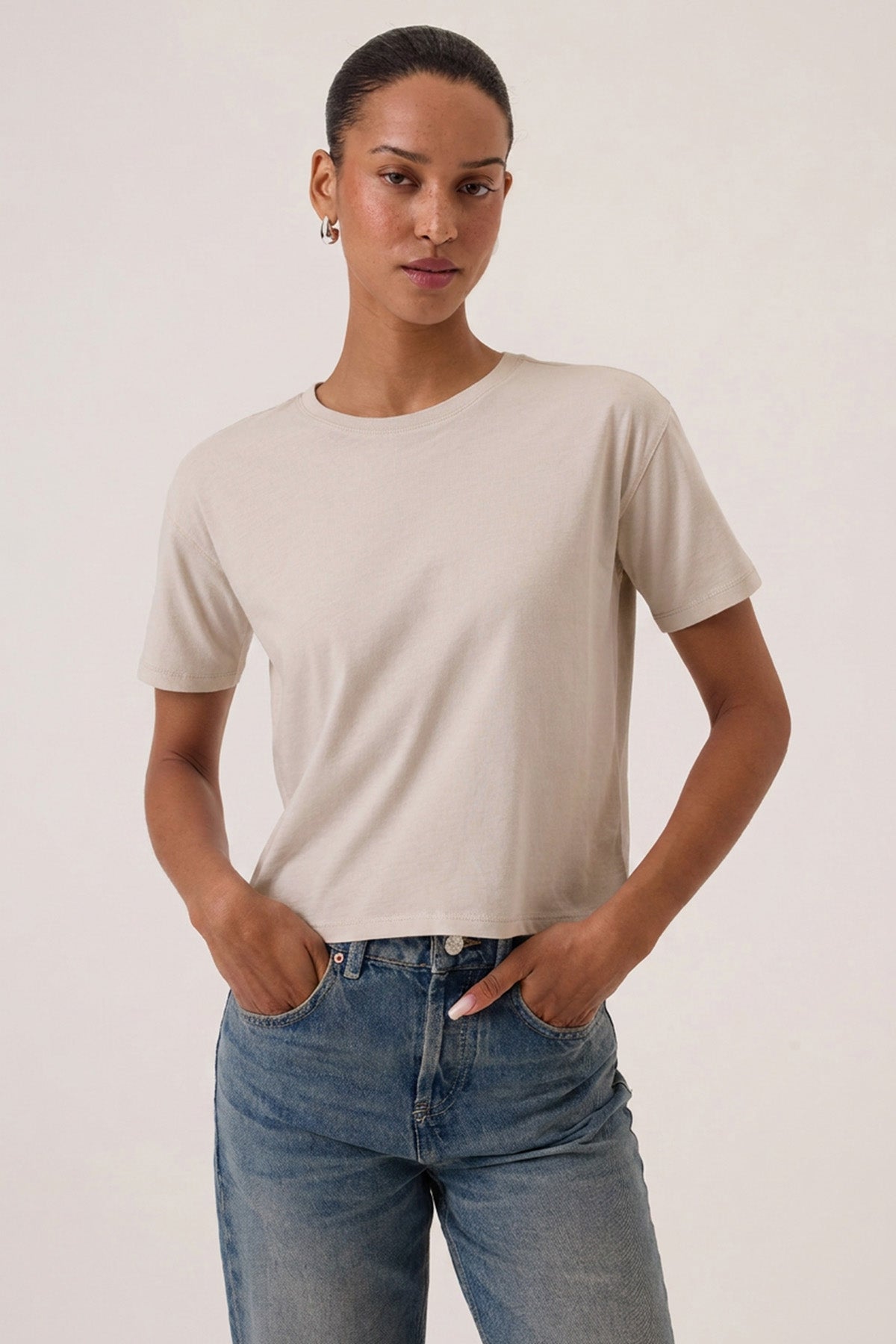 Rachel Organic Girlfriend Tee - Goldie LeWinter #color_stone