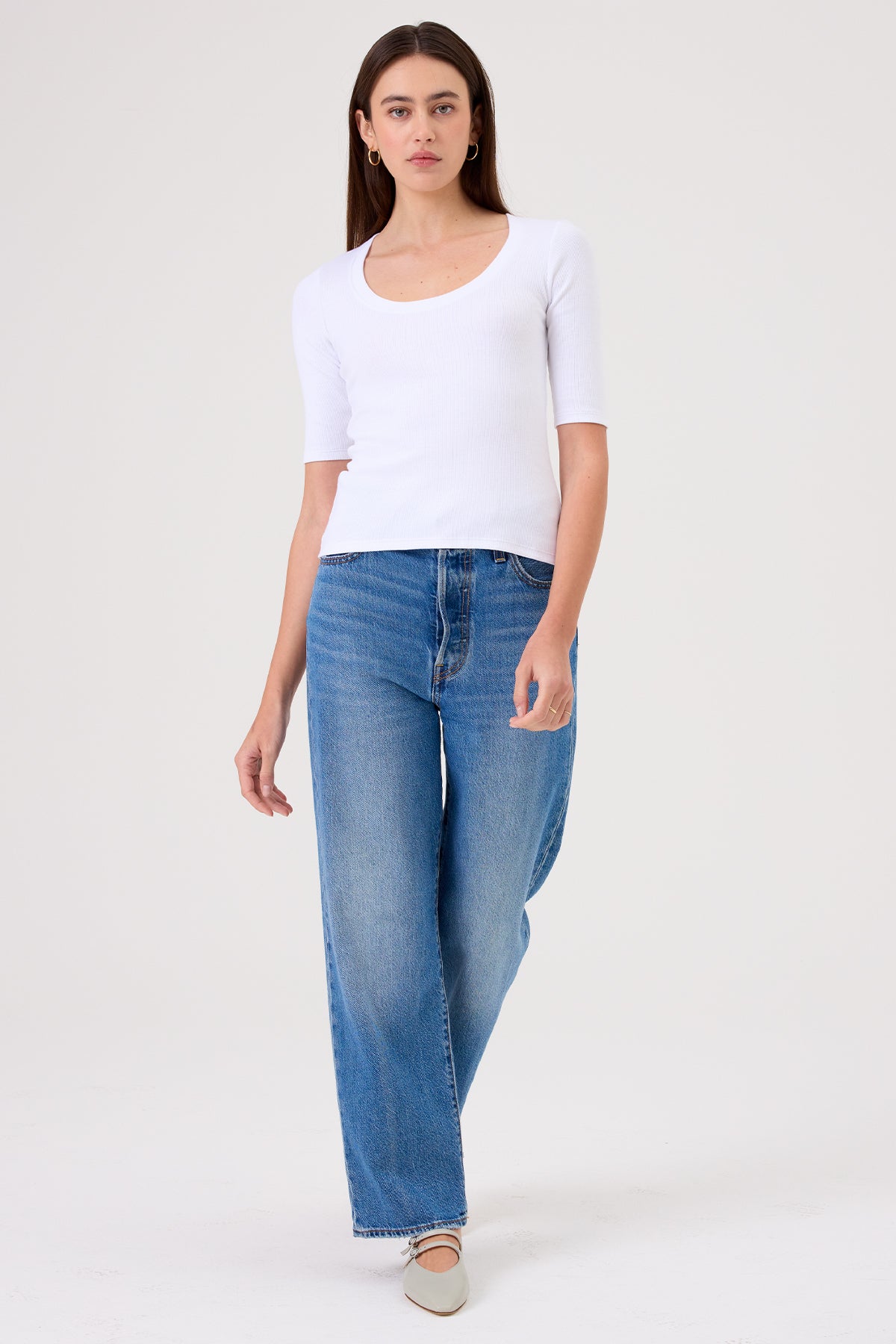 Rebecca Half Sleeve Top  - Goldie LeWinter #color_white